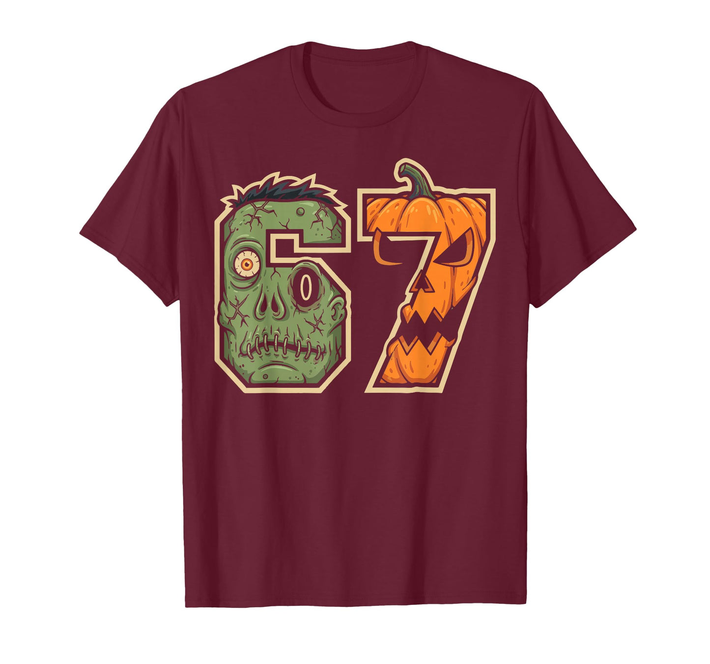67 Zombie Pumpkin Six Seven Halloween Meme T-Shirt