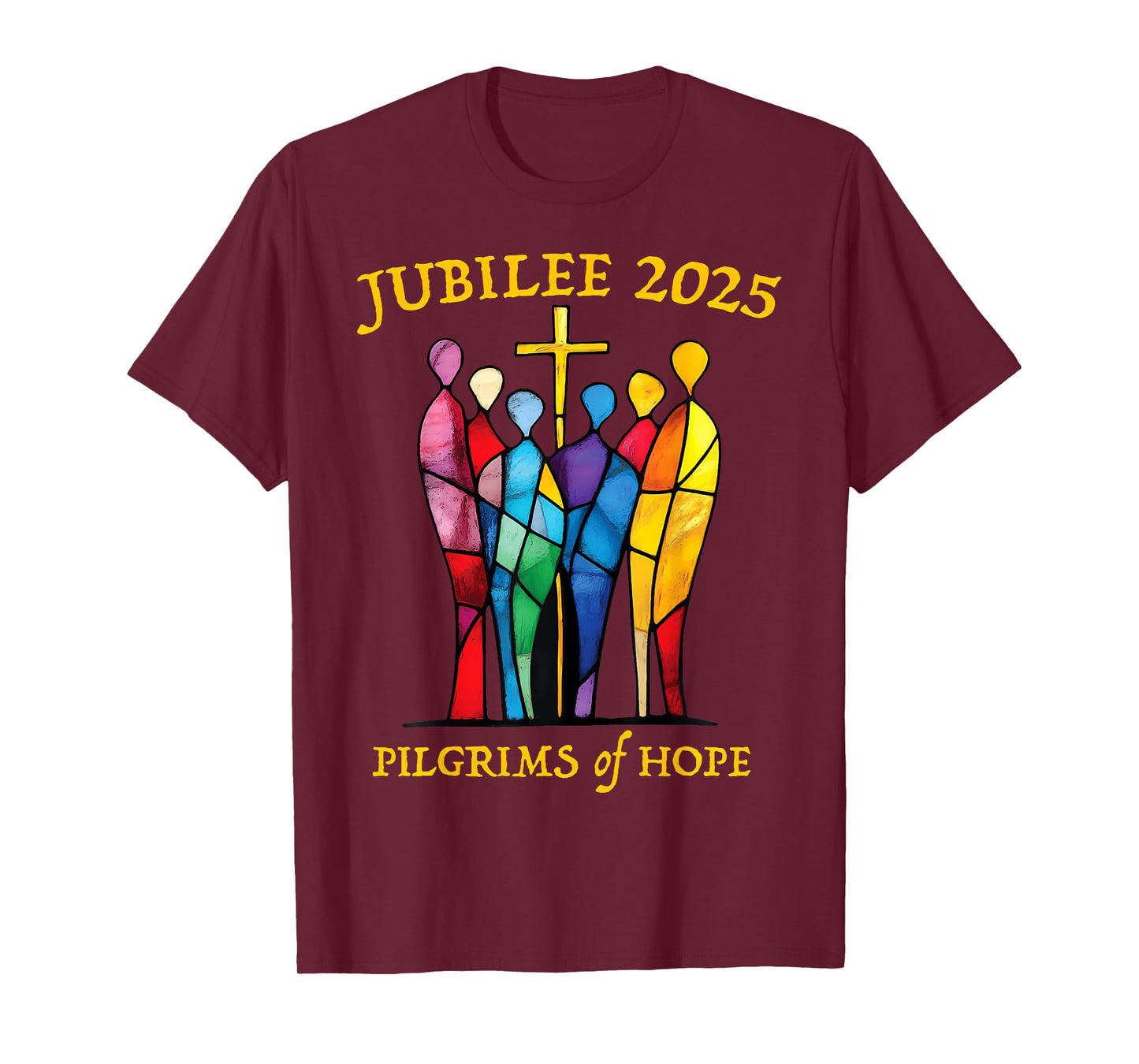 Catholic Jubilee 2025 Stained Glass Pilgrims Of Hope T-Shirt