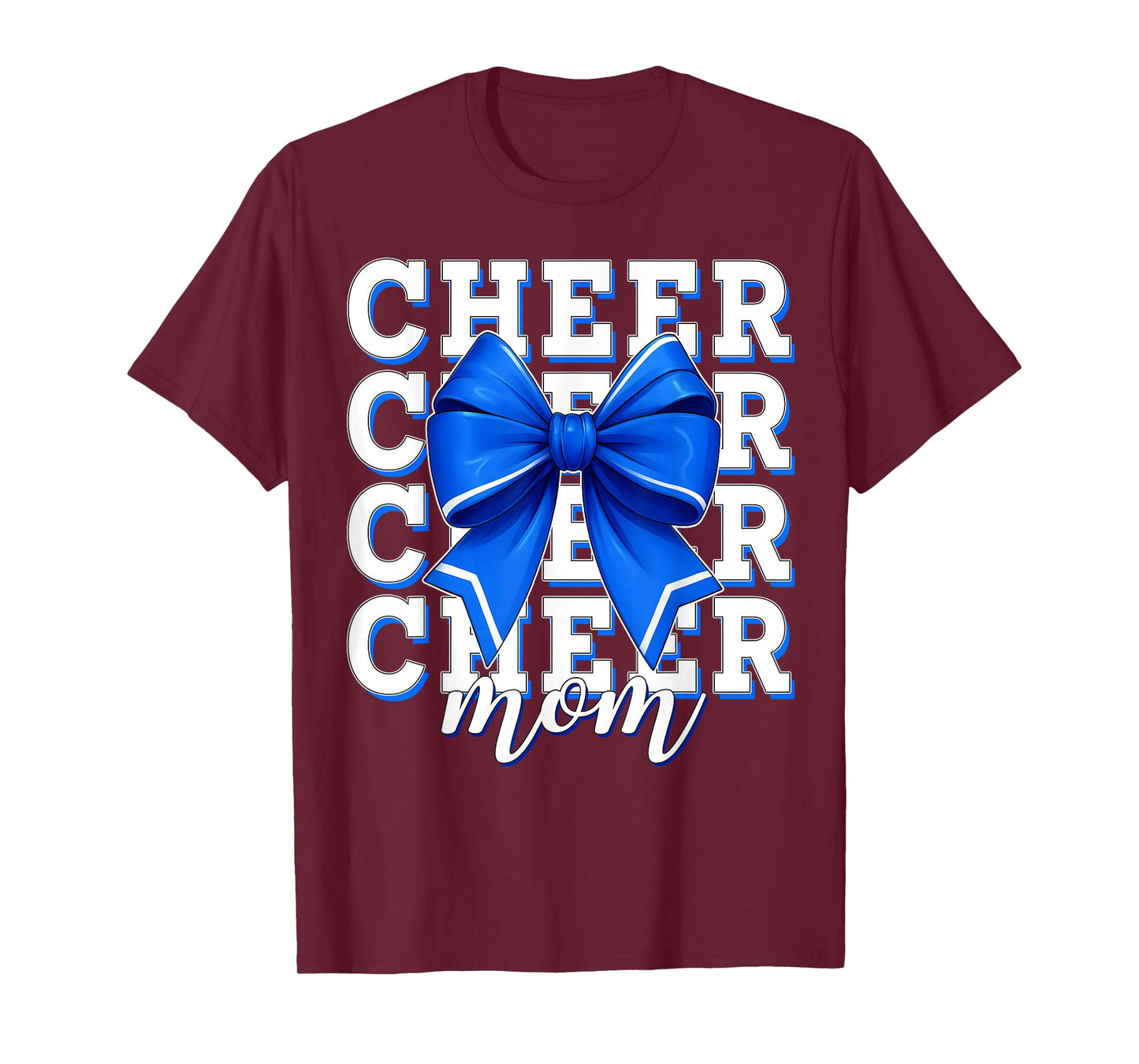 Cheer Mom Blue Bow Cheerleader Competition Game Day T-Shirt