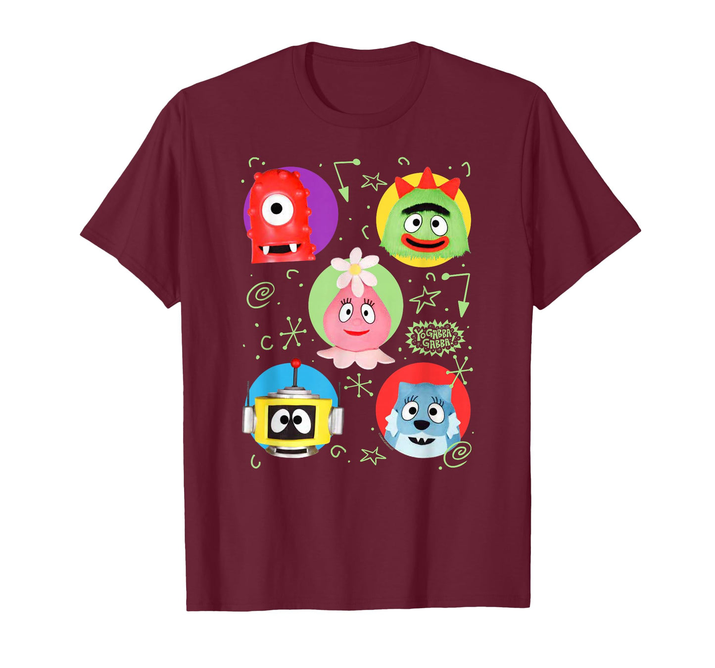 Yo Gabba Gabba! Colorful Friends with Doodles TV Show T-Shirt