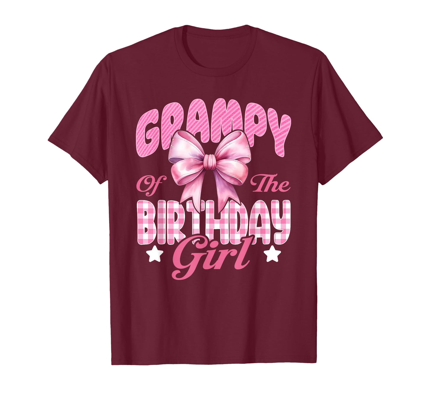 Grampy of The Birthday Girl Family Pink Coquette Bow T-Shirt