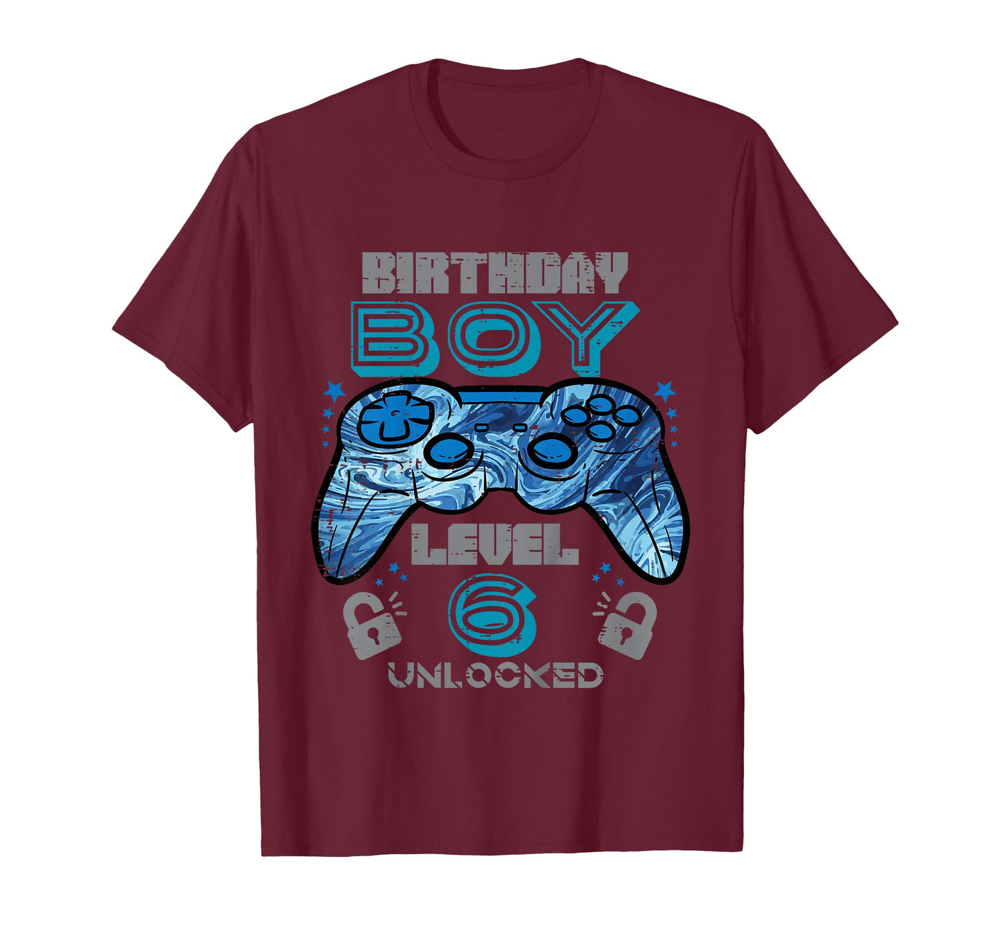 Kids 6th Birthday Gamer Level 6 Unlocked Video Gaming Bday Boys T-Shirt