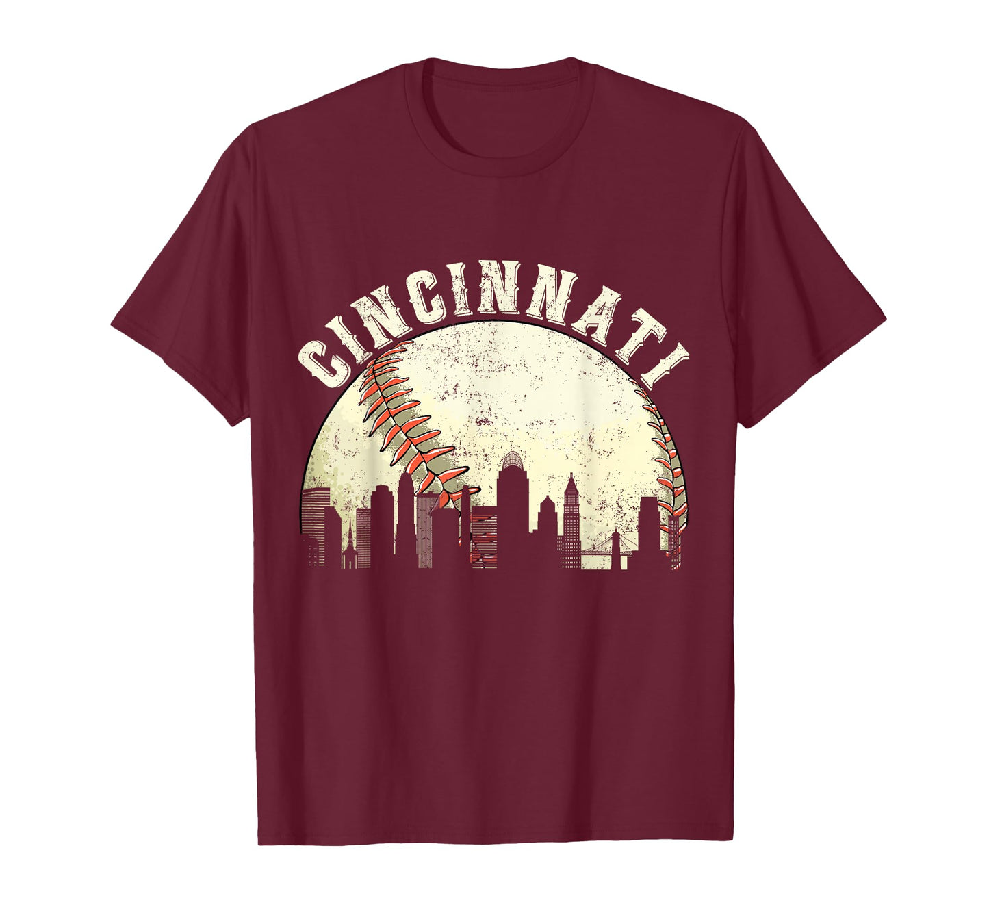 Cincinnati Vintage Baseball Tee Distressed Gameday Retro T-Shirt