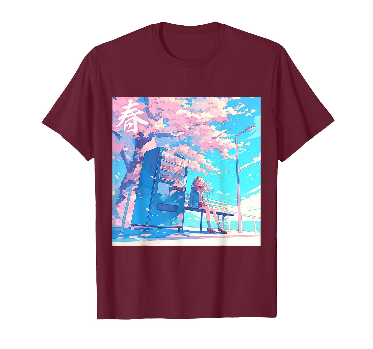 Spring Girl Under Cherry Blossom Tree Otaku Lofi Aesthetic T-Shirt
