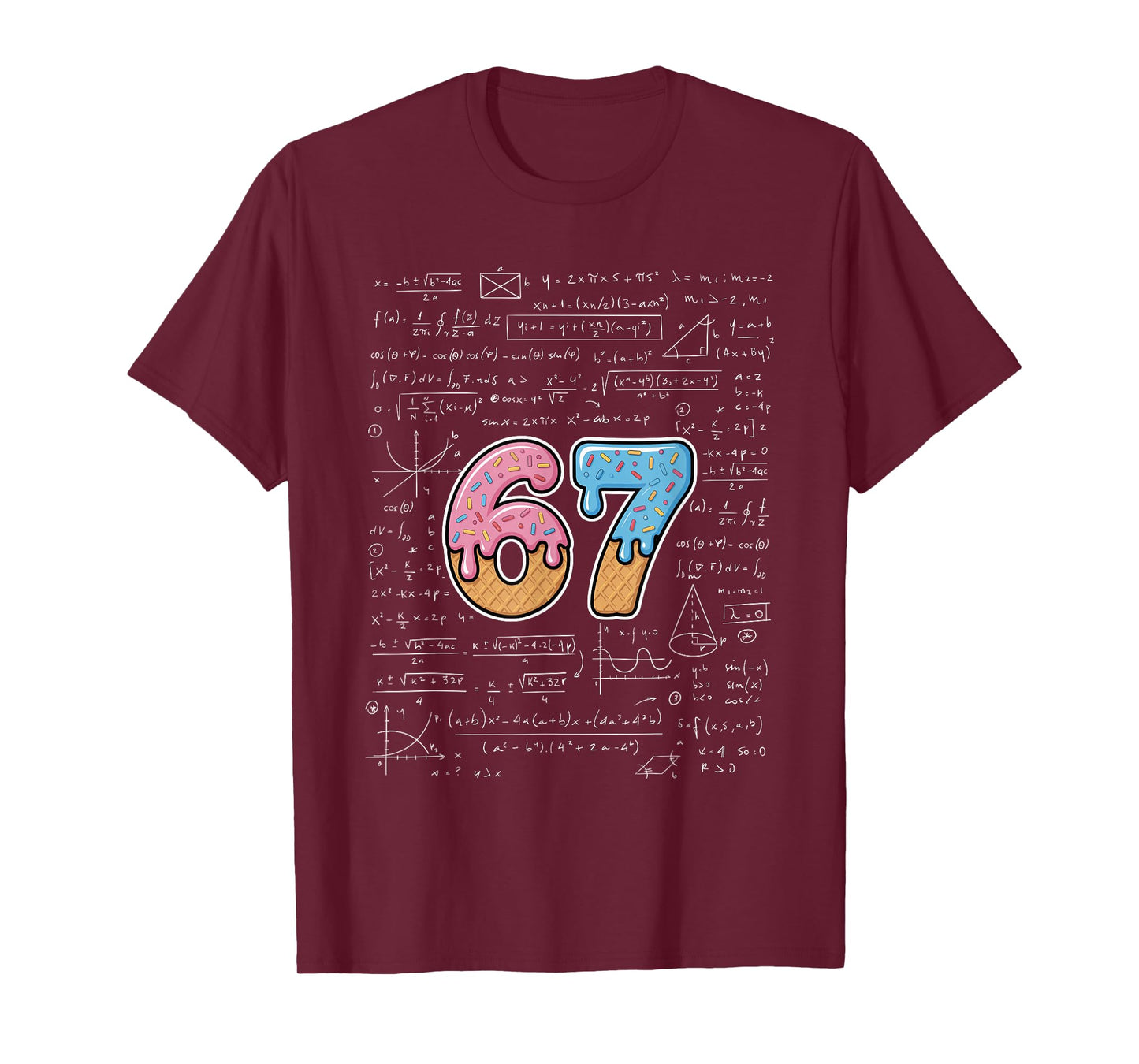 67 Math Teacher Mathematics 67th Number Ice Cream Drip 67 T-Shirt