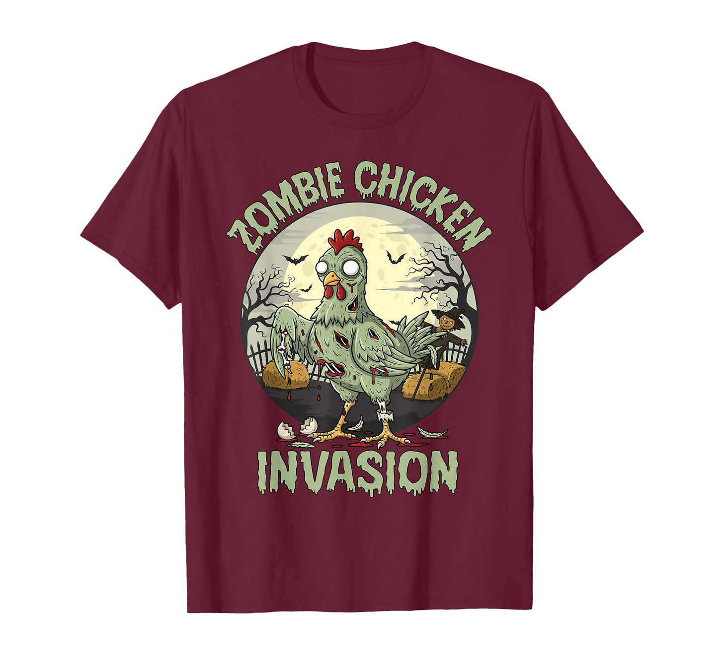 Zombie Chicken Invasion Funny Halloween T-Shirt
