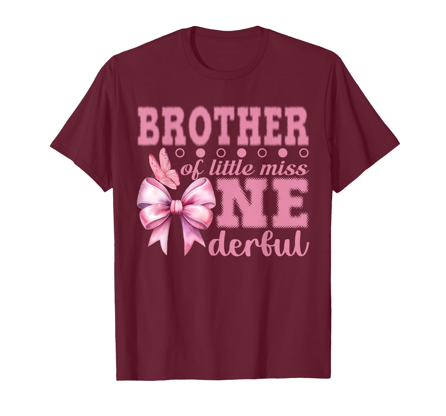 Brother of Little Miss Onederful First Birthday Pink Bow T-Shirt