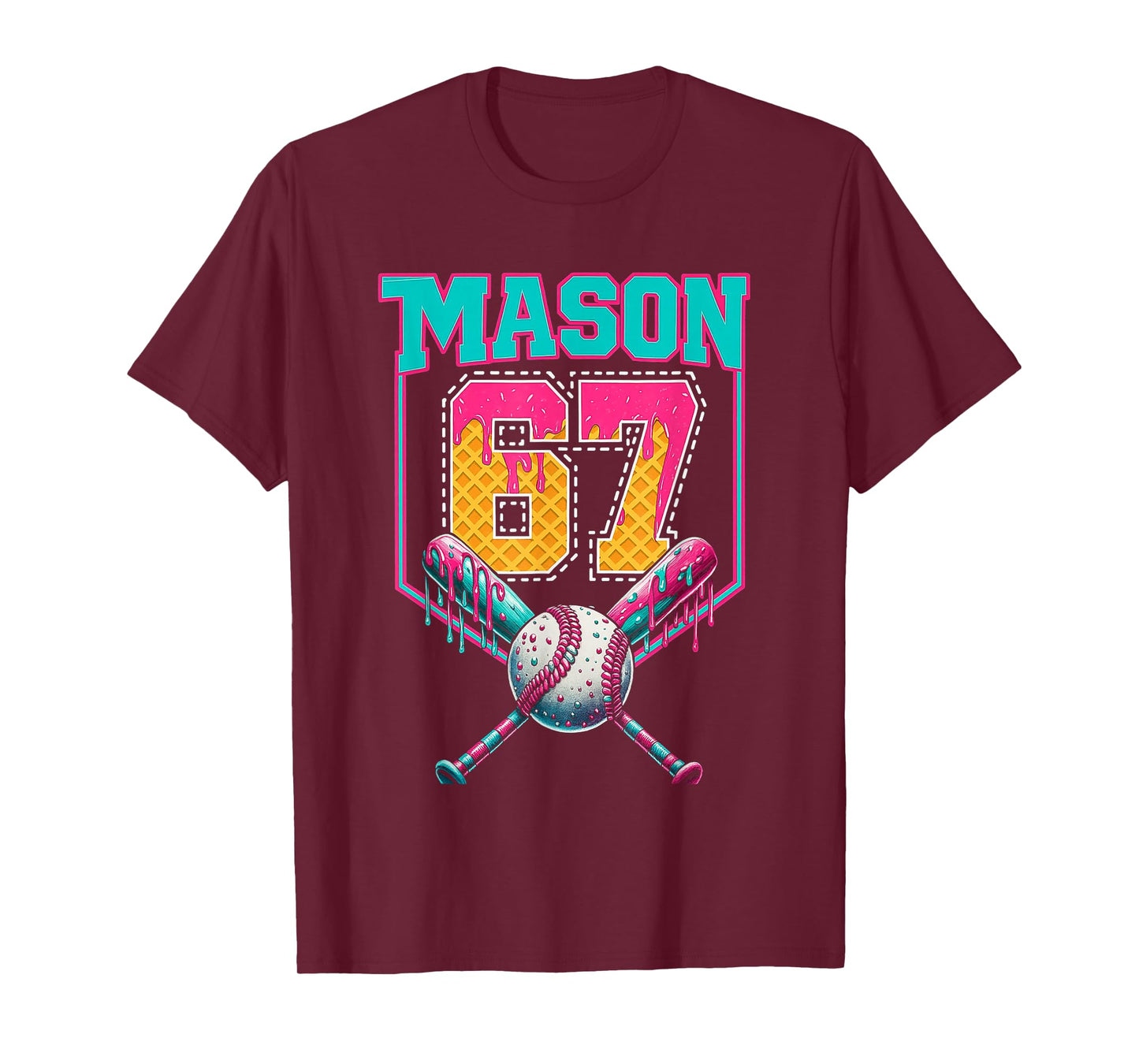 Trendy Mason 67 Mem Ice Cream Drip Baseball Birthday Costume T-Shirt