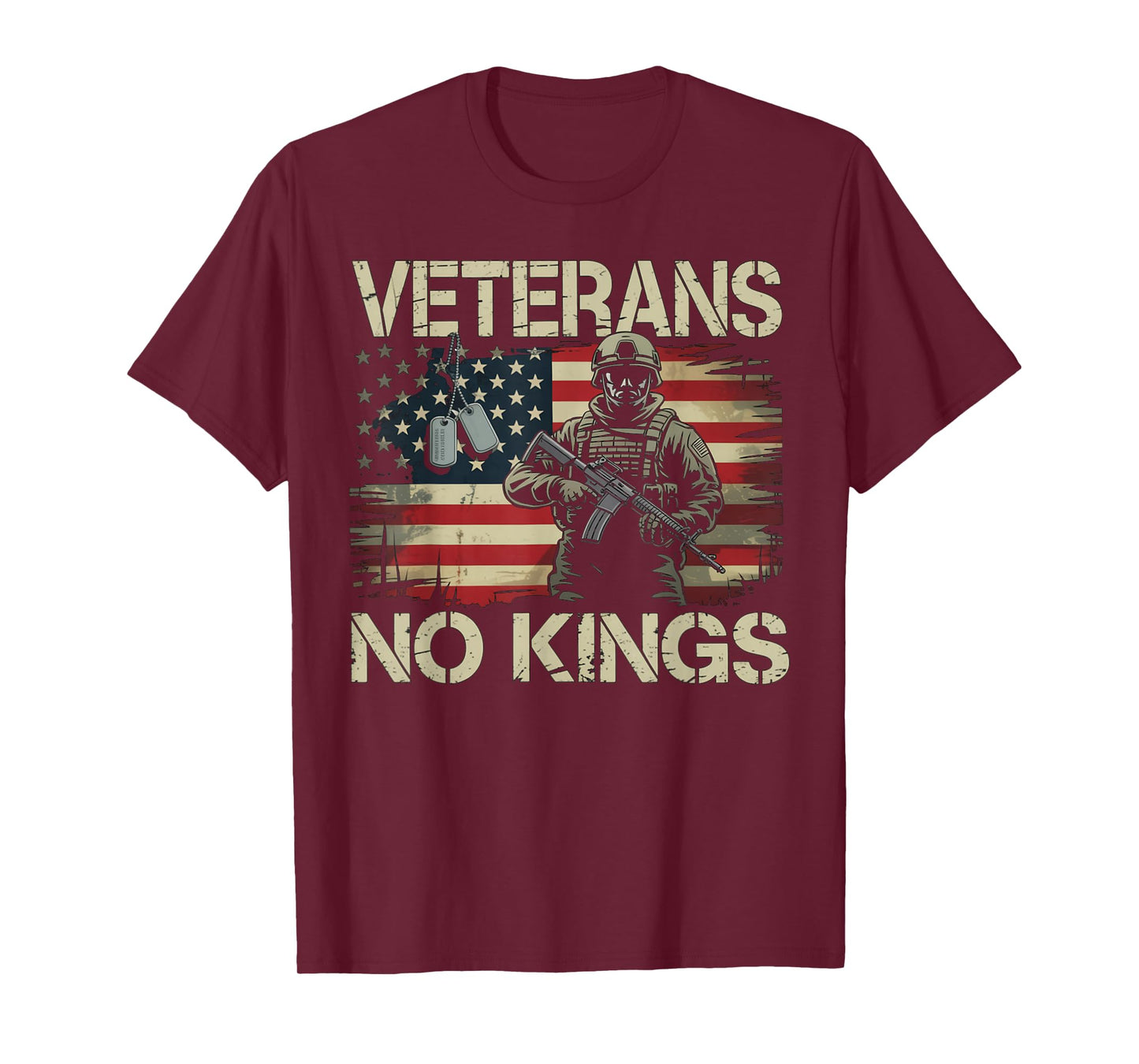 No Kings Veterans Patriotic America Flag Men Women T-Shirt