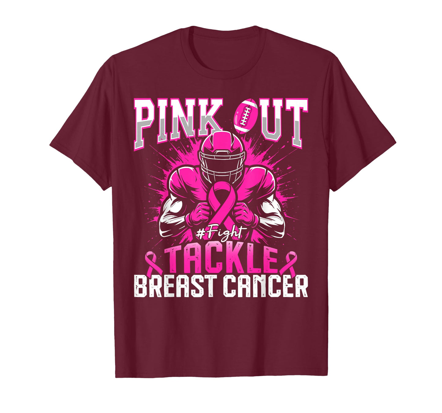 Pink Out Tackle Breast Cancer Awareness Football Boys Kids T-Shirt
