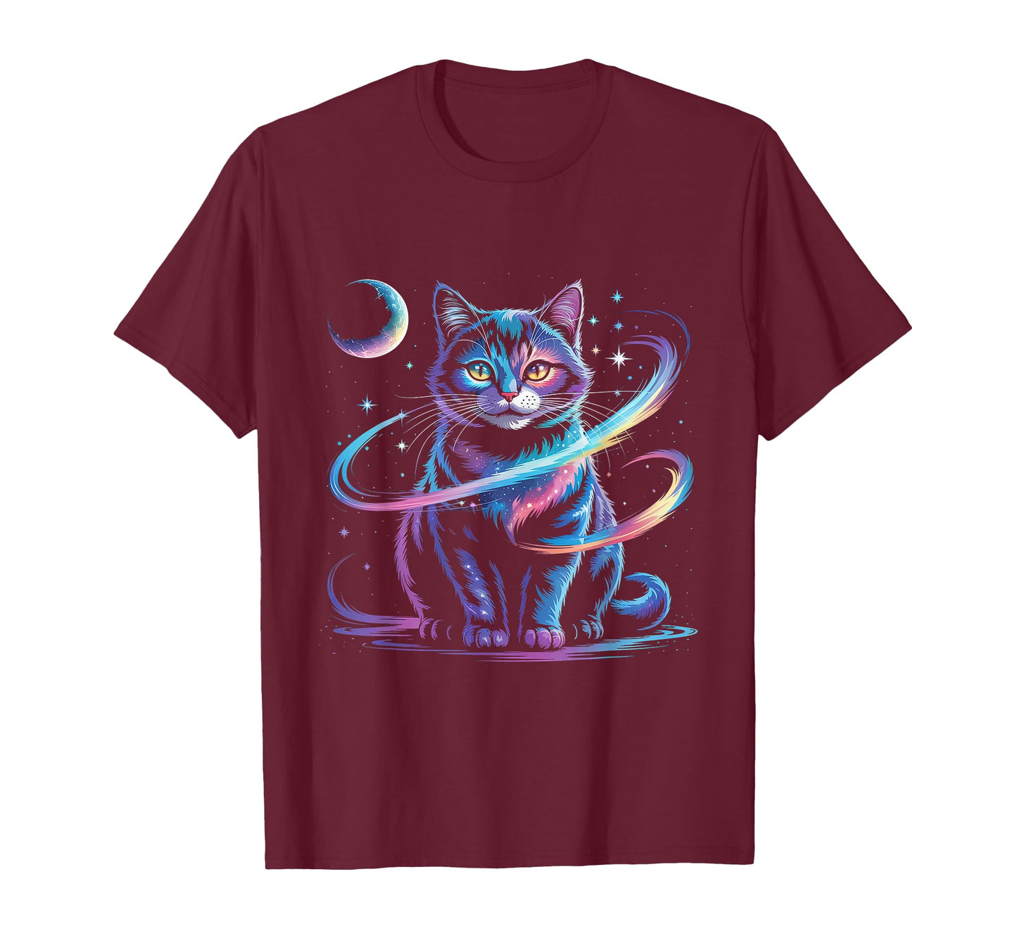 Mystical Space Cosmic Cat T-Shirt - Galaxy Kitten Graphic T-Shirt