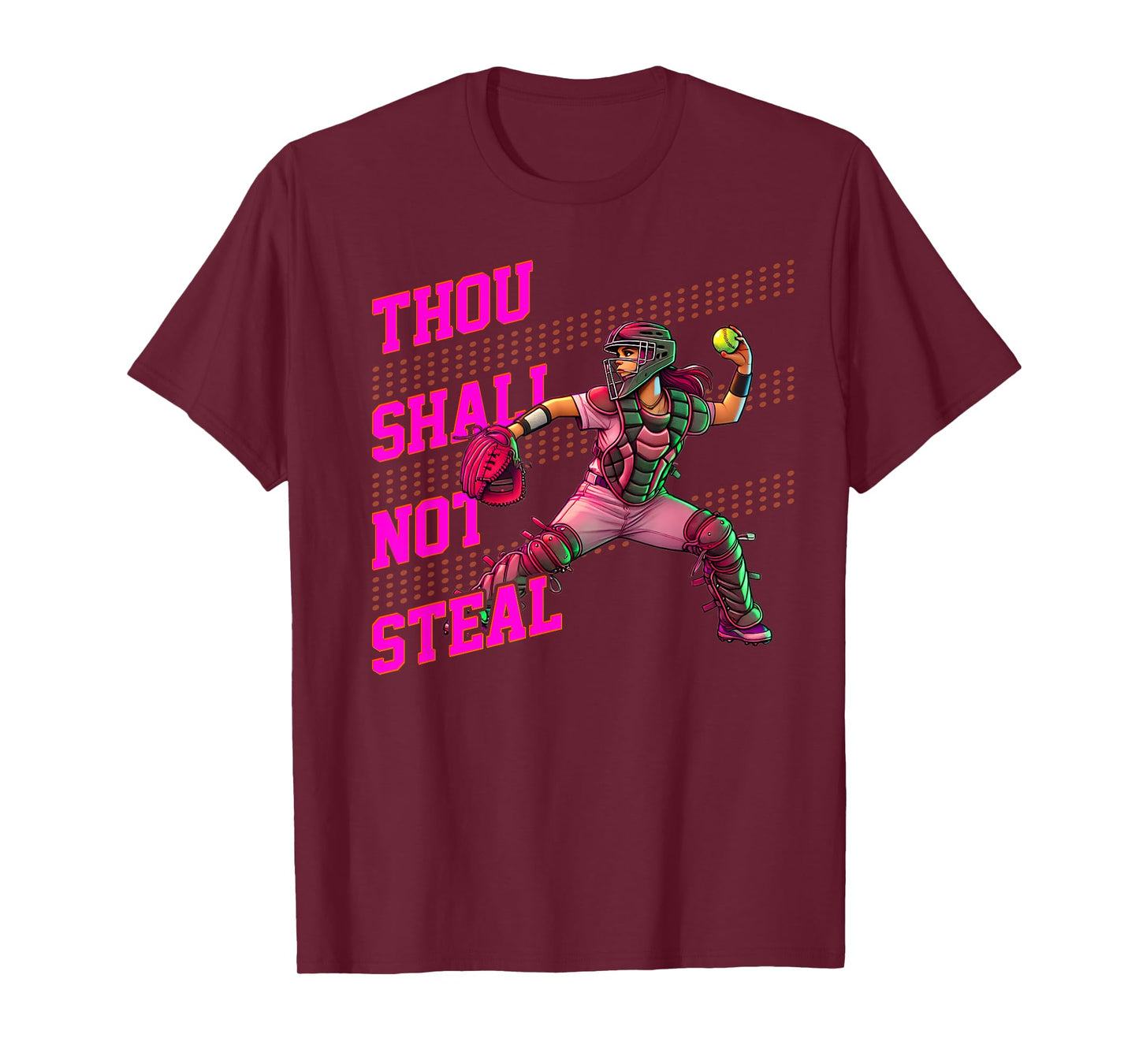 Girls Softball Catcher Thou Shall Not Steal Fastpitch T-Shirt