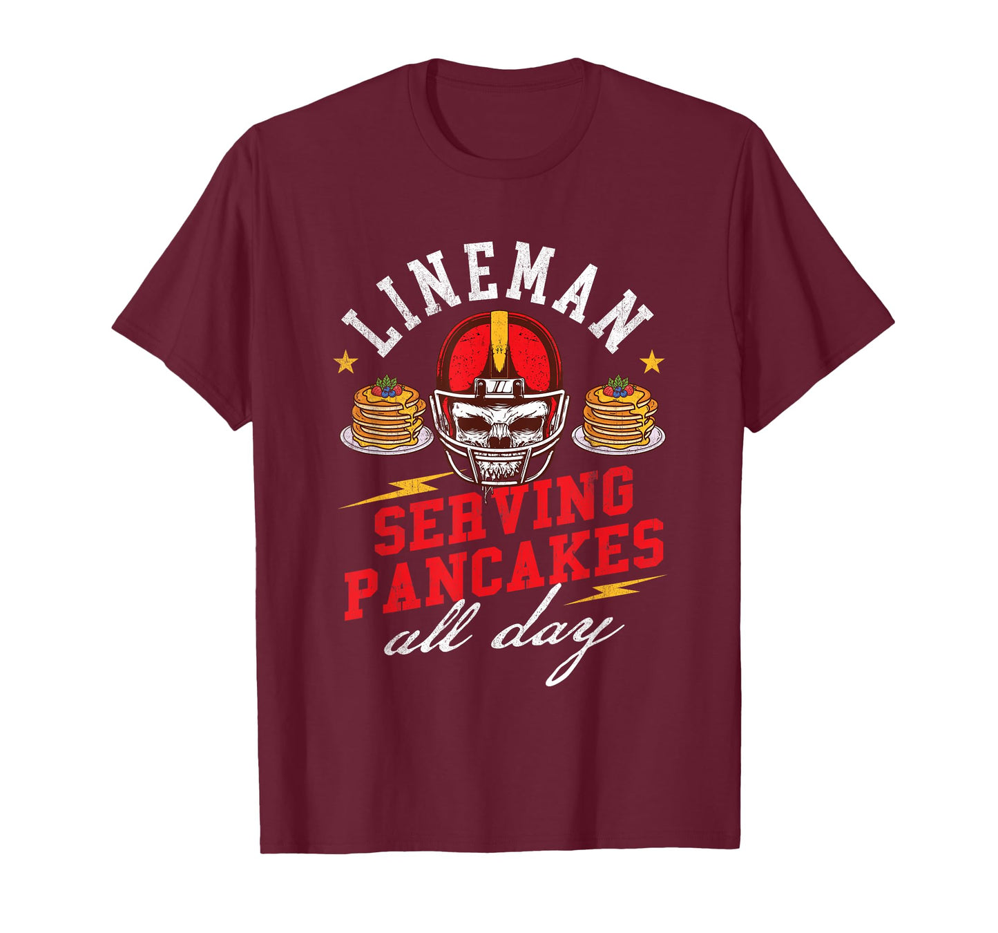 Lineman Serving Pancakes All Day - Football Player Sports T-Shirt