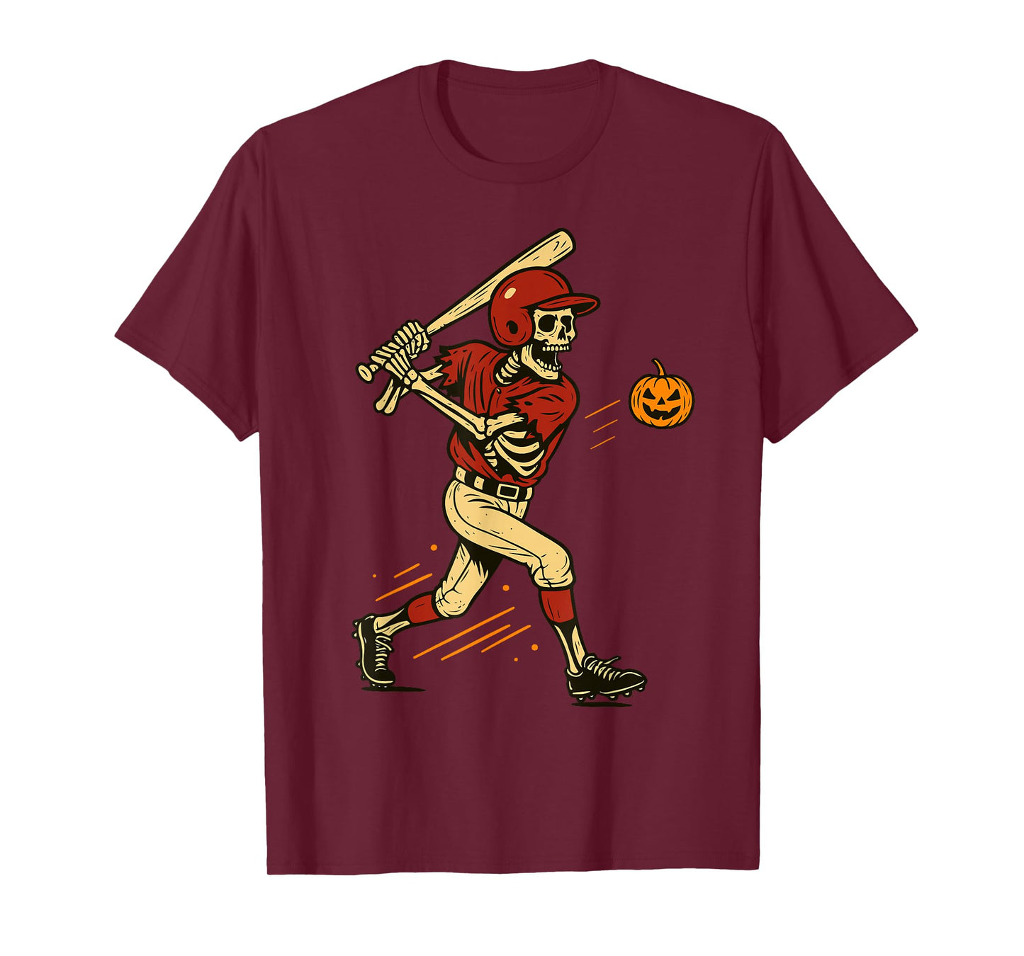 Funny Skeleton Halloween Baseball Pumpkin Boys Men Kids T-Shirt