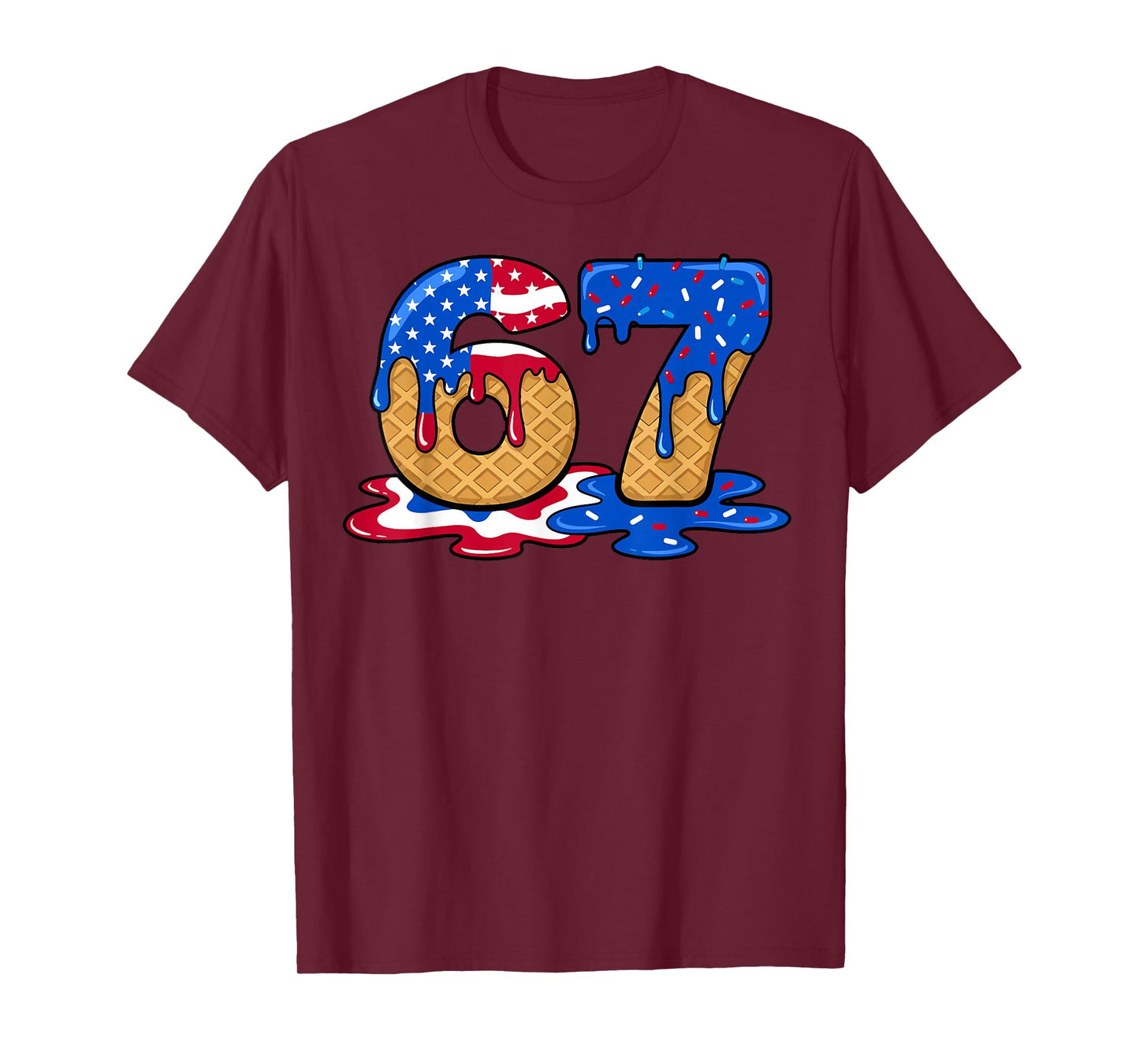67 Ice Cream Drip Meme Funny Six Seven Gen Alpha Slang T-Shirt
