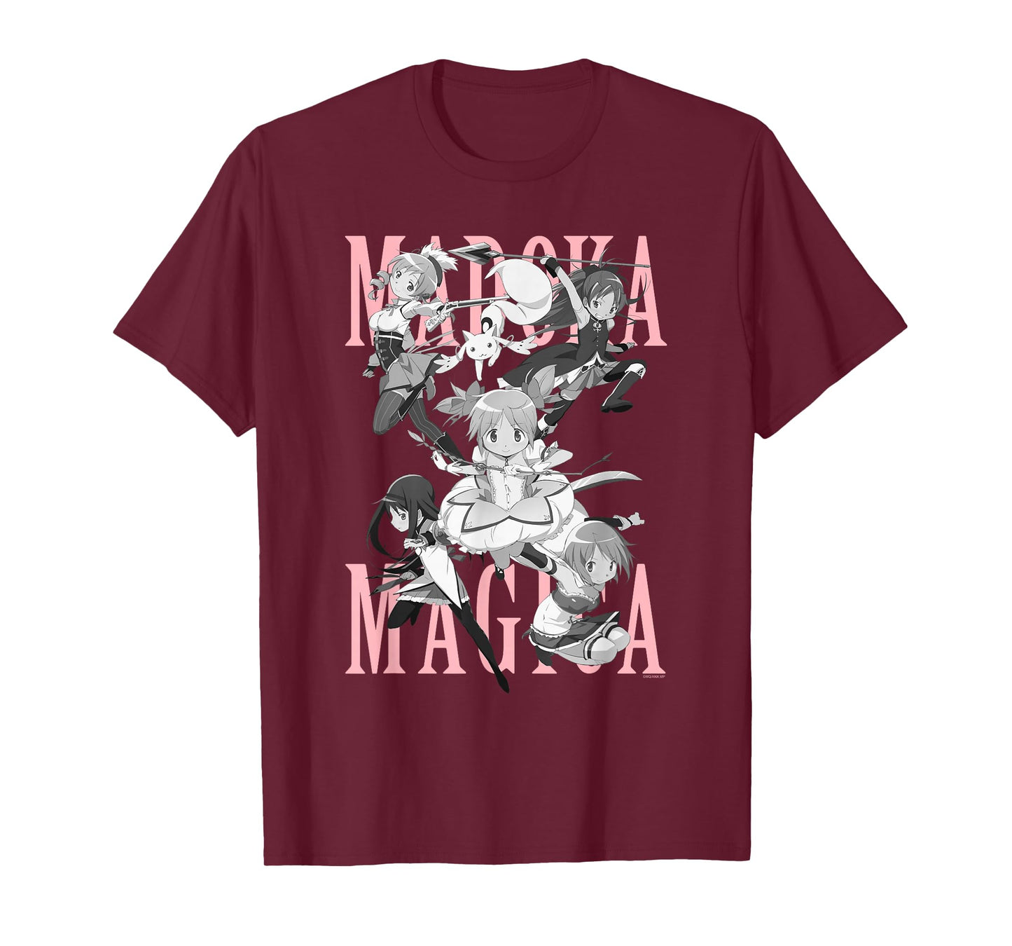 Madoka Magica Black and White Cast Action Pose Anime T-Shirt