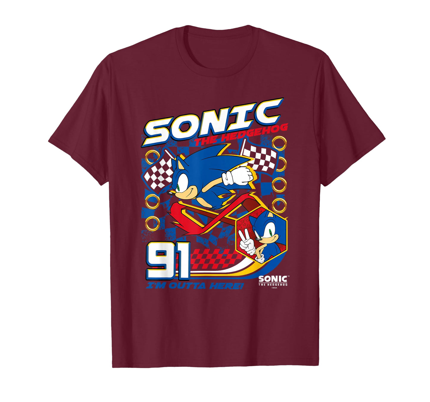 Sonic The Hedgehog 91 I'm Outta Here! Racing Poster T-Shirt