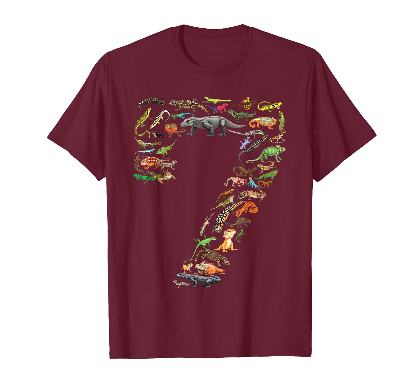 7 Years Old 7th Birthday Lizards Reptiles Figures Number T-Shirt