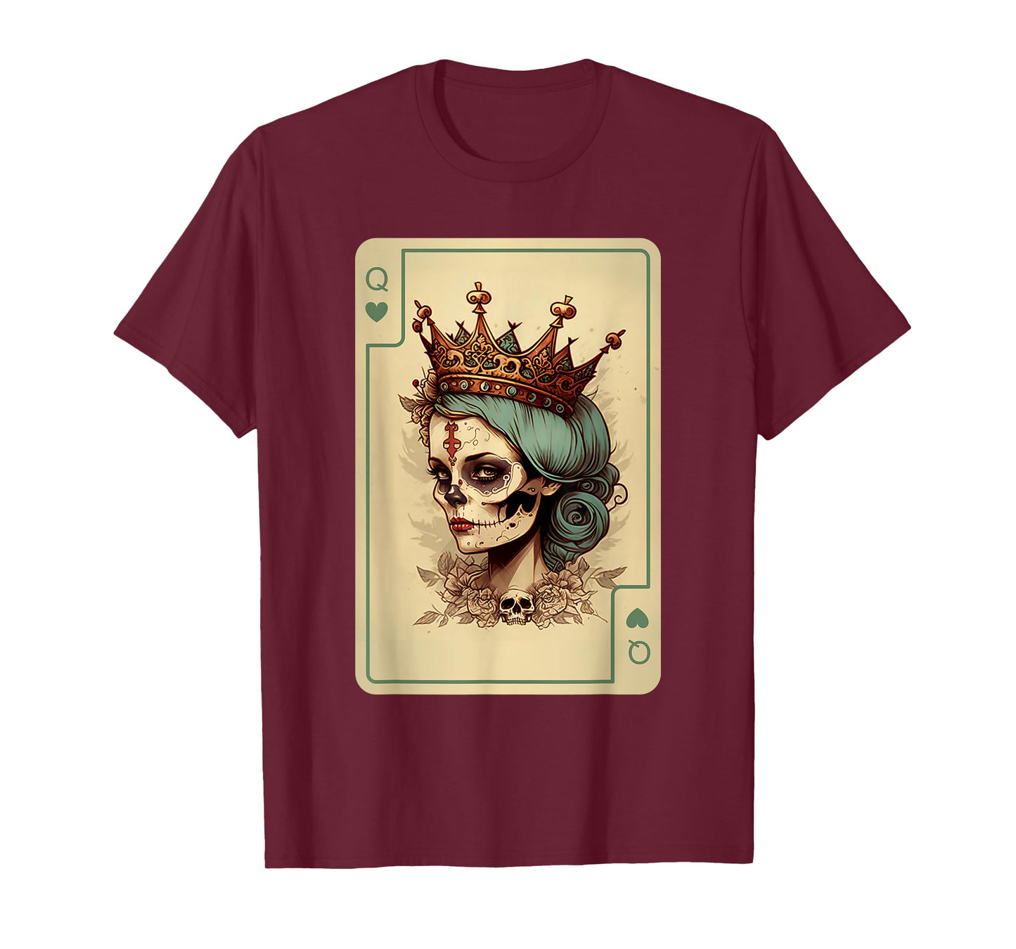 Queen of Hearts Gothic Poker Card Game Halloween Creepy T-Shirt