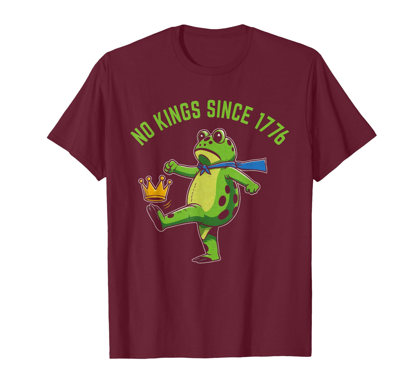 No Kings Since 1776 Portland Frog Kicking Crown Retro T-Shirt