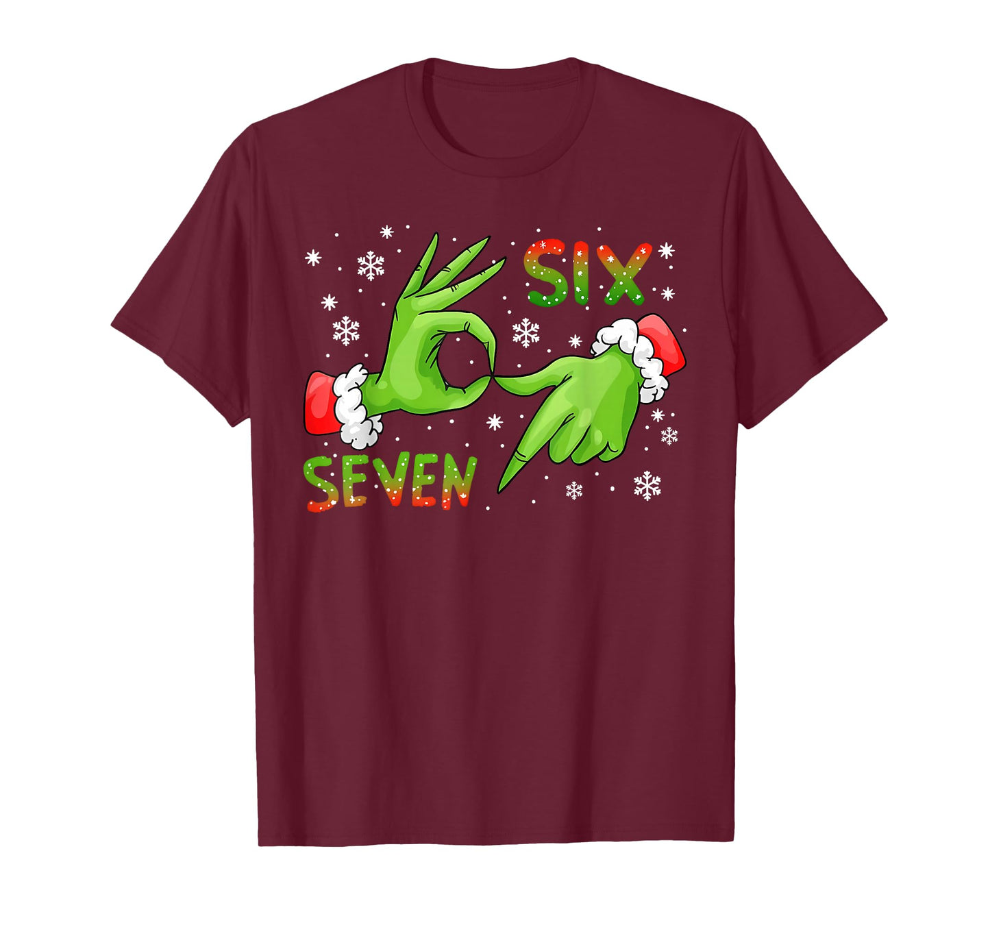 6 7 Six Seven Hand Gen Z Alpha Meme Slang Xmas Christmas T-Shirt