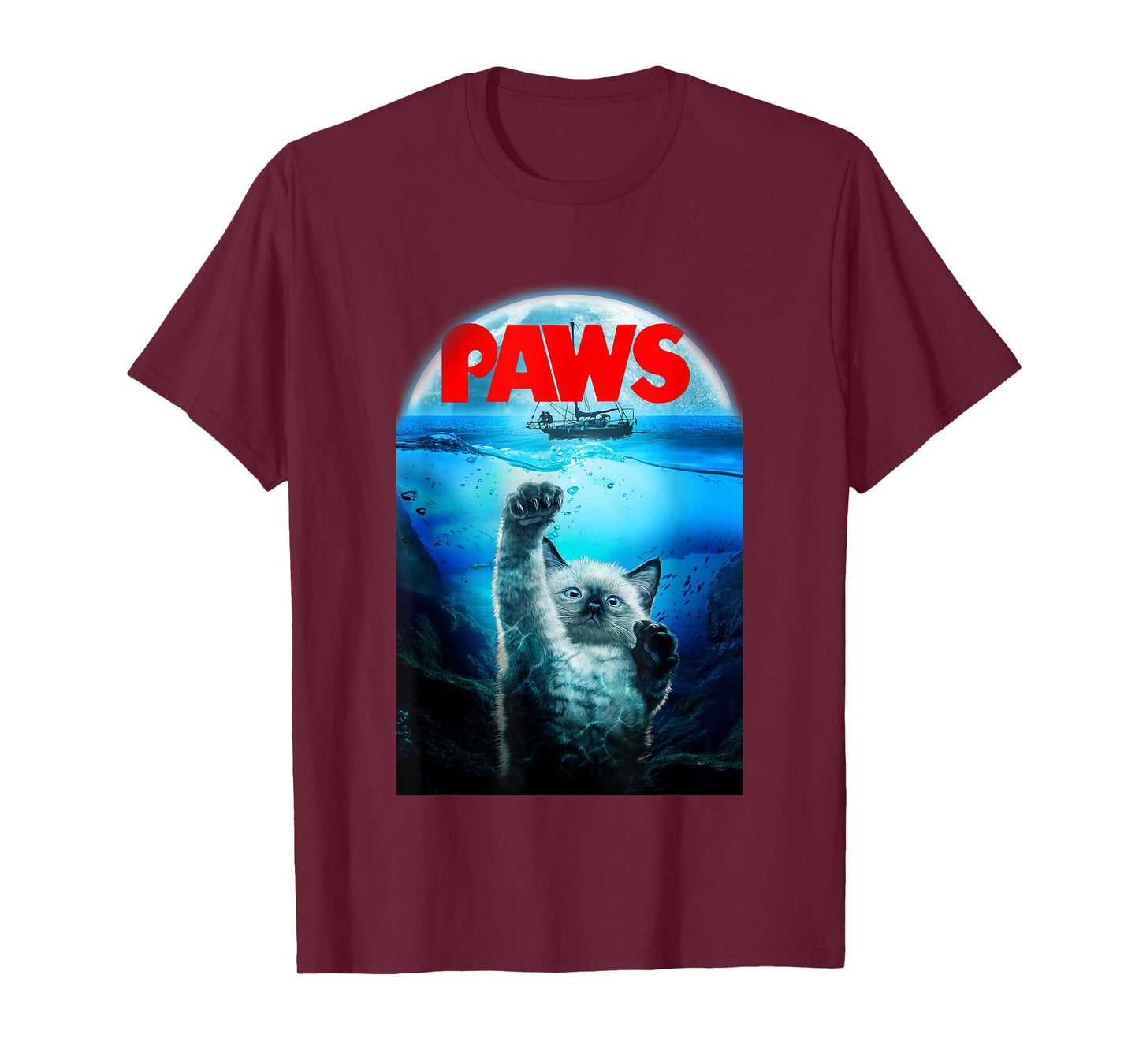 T-Shirt, Siamese Cat as Monster from Deep Terrorize Ship T-Shirt for Men Women Kids
