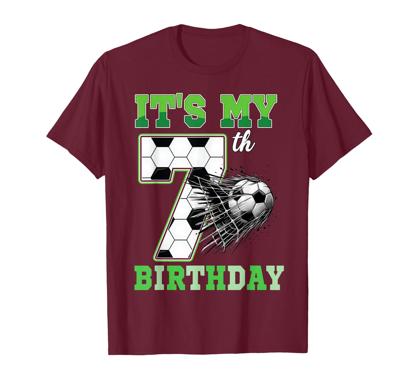 Kids 7 Year Old Birthday It's My 7th Birthday Soccer Ball T-Shirt