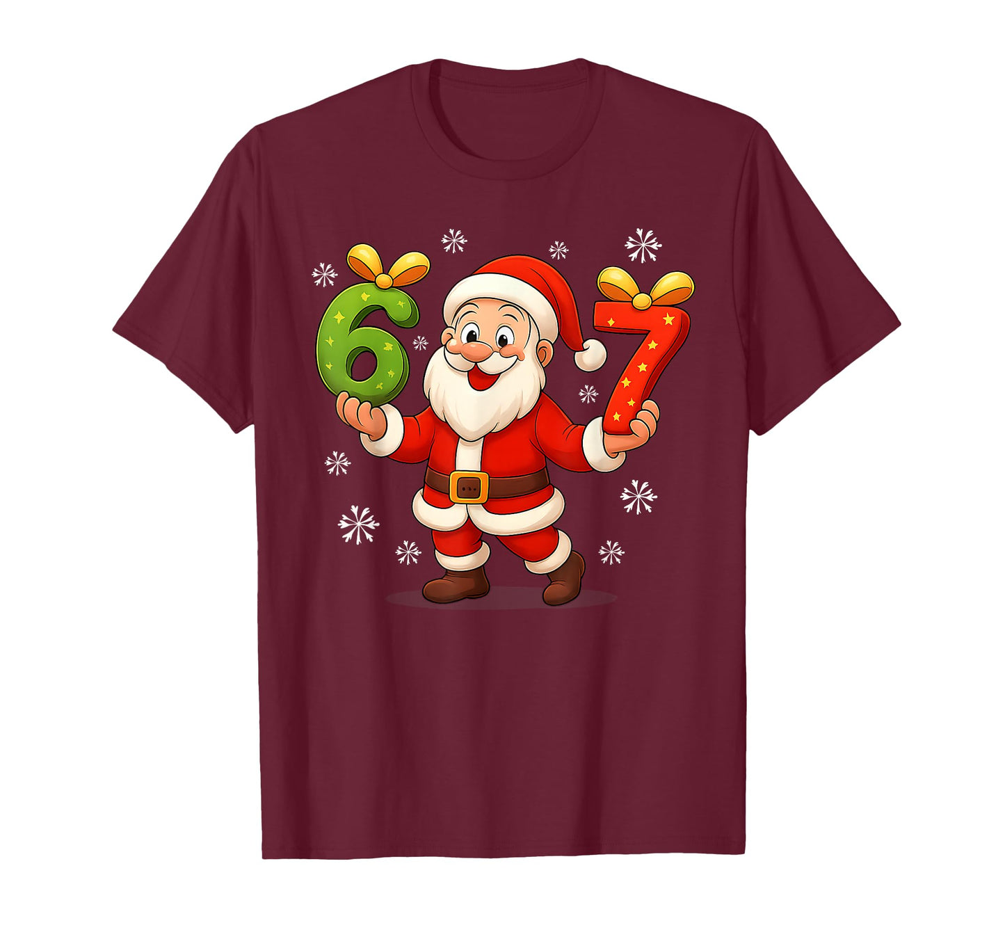 Funny Gen Alpha Slang 6 7 Christmas Santa Six Seven Xmas 67 T-Shirt