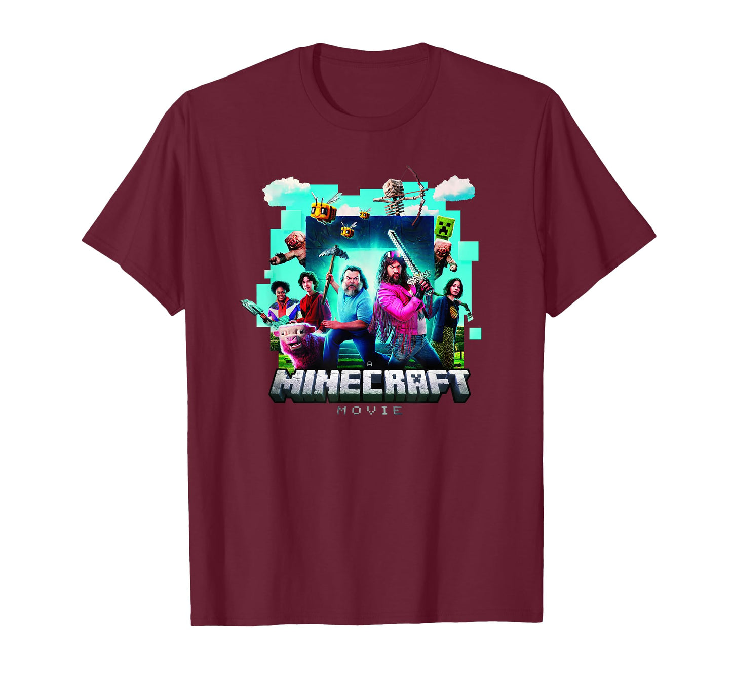 A Minecraft Movie Adventure Gang Main Characters Group Shot T-Shirt