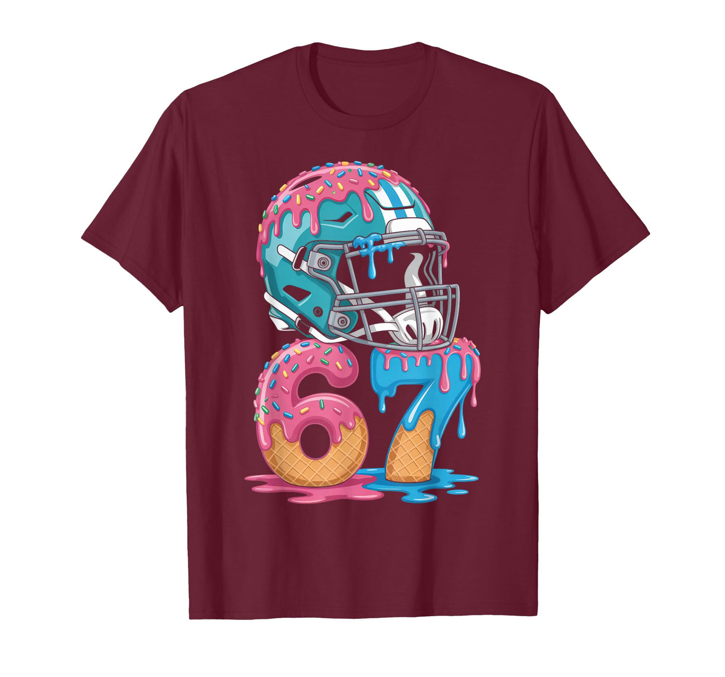 67 Number 67th Sports American Football Ice Cream Drip T-Shirt