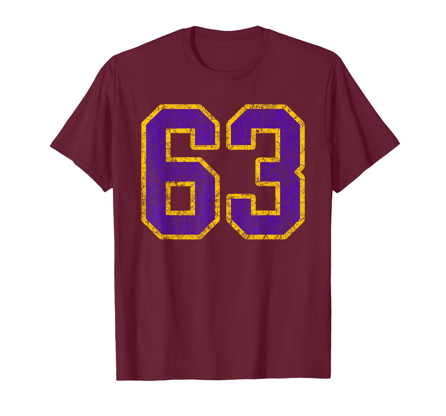 Purple Gold Number 63 Jersey Player Uniform #63 Grunge T-Shirt