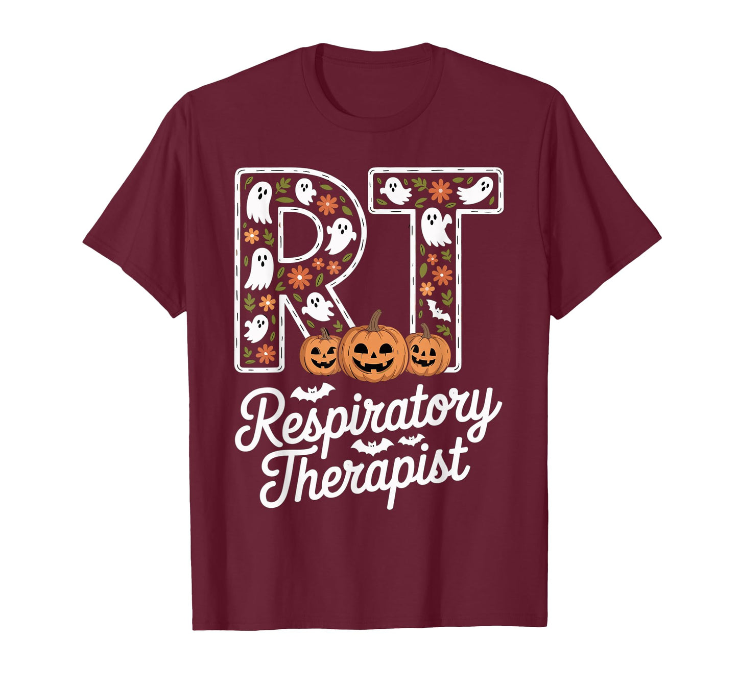 RT Respiratory Therapist Halloween Ghost Pumpkin Pulmonary T-Shirt