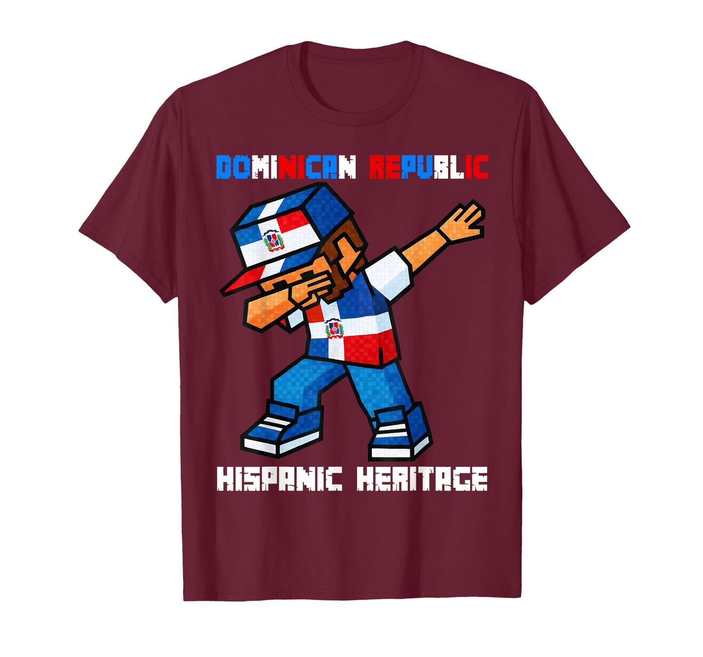 Dominican Republic Dab Boy Game Pixel Hispanic Heritage Kids T-Shirt