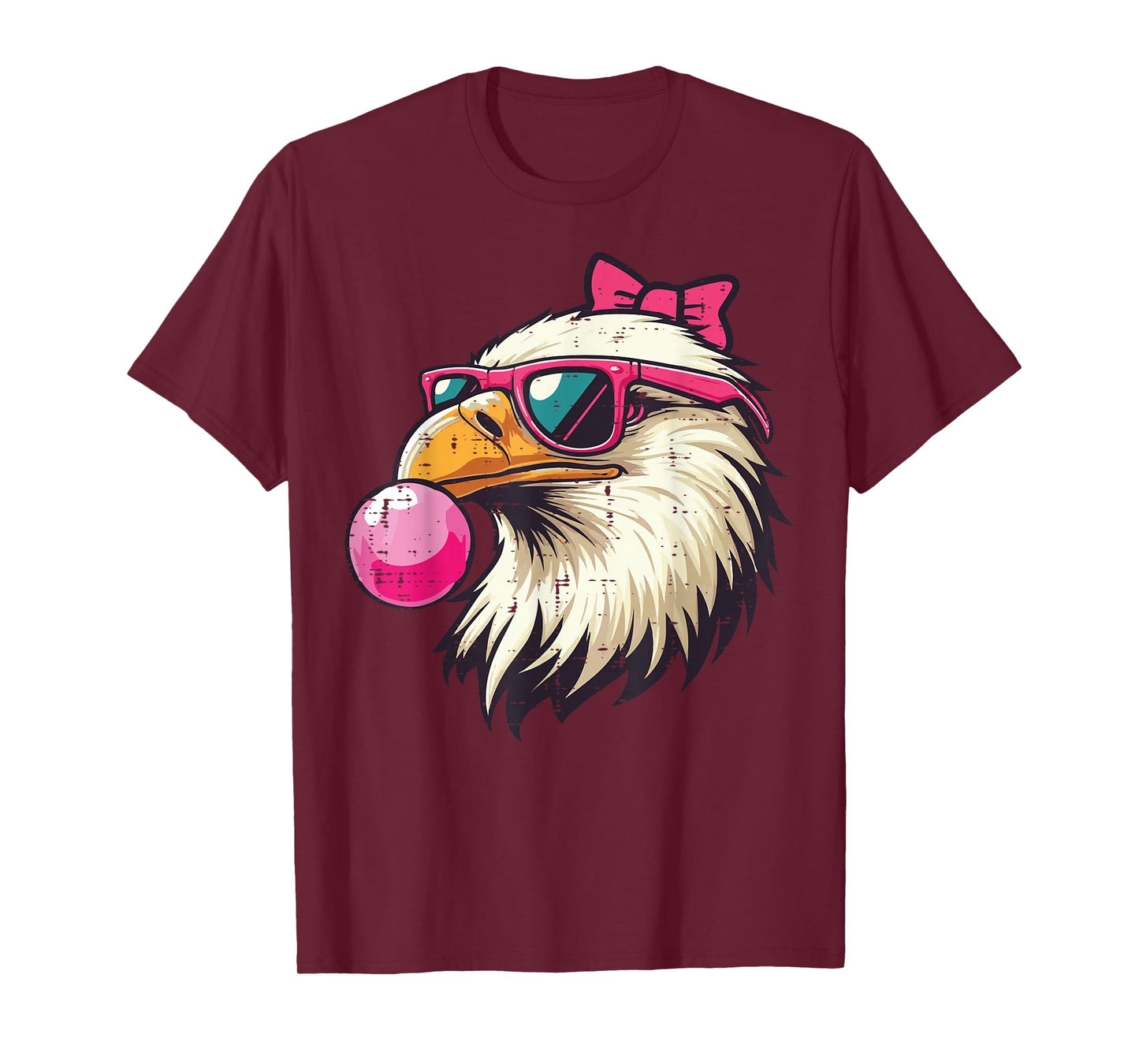 Bald Eagle Pink Sunglasses Gum Bow Cute Girls Kids Women T-Shirt