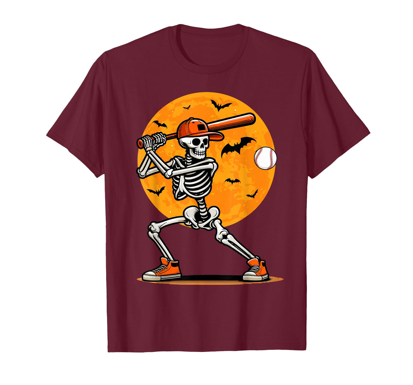 Baseball Skeleton Spooky Boys Halloween Baseball Player T-Shirt