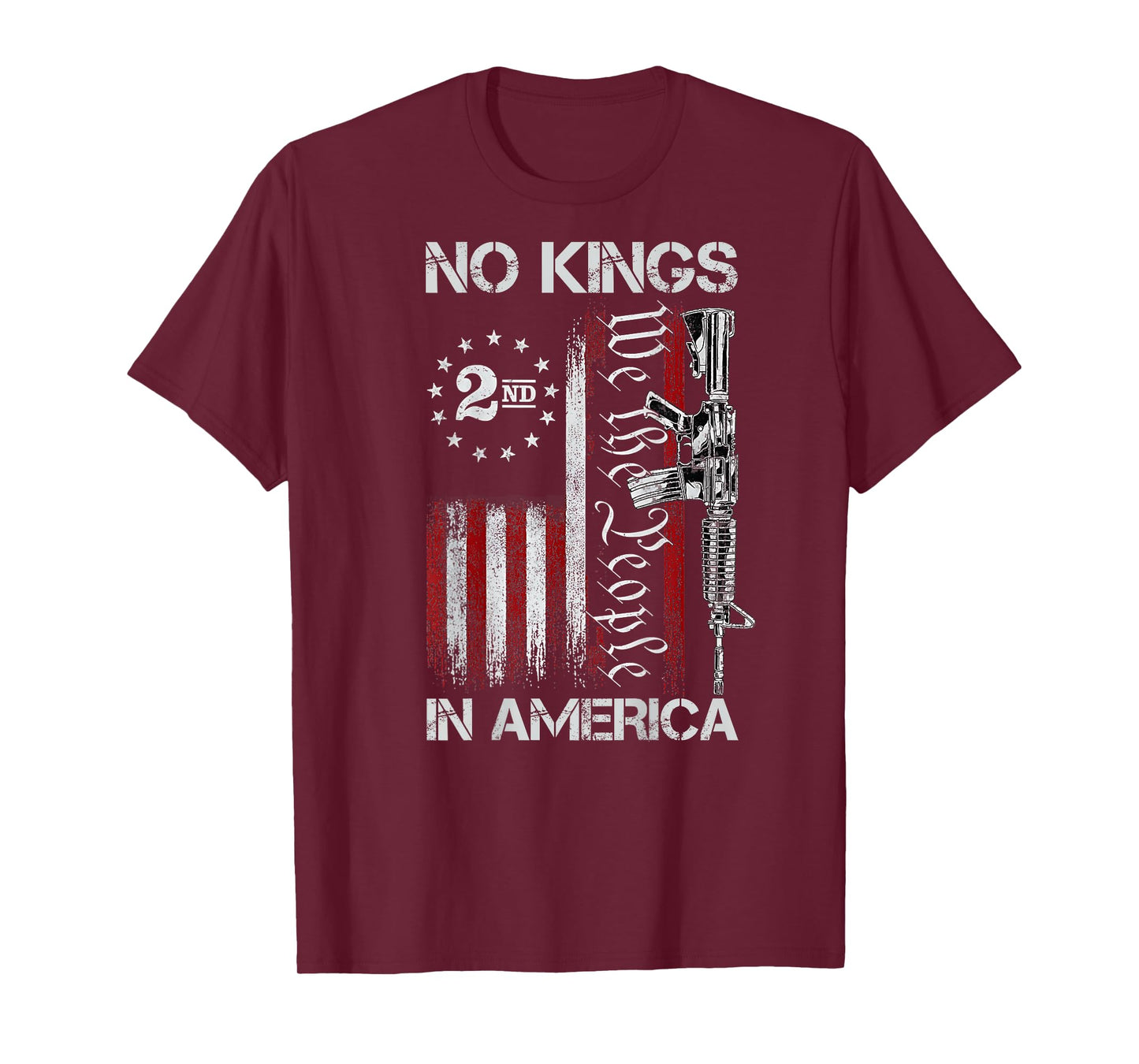 No Kings in American Vintage USA Flag No Kings (ON Back) T-Shirt