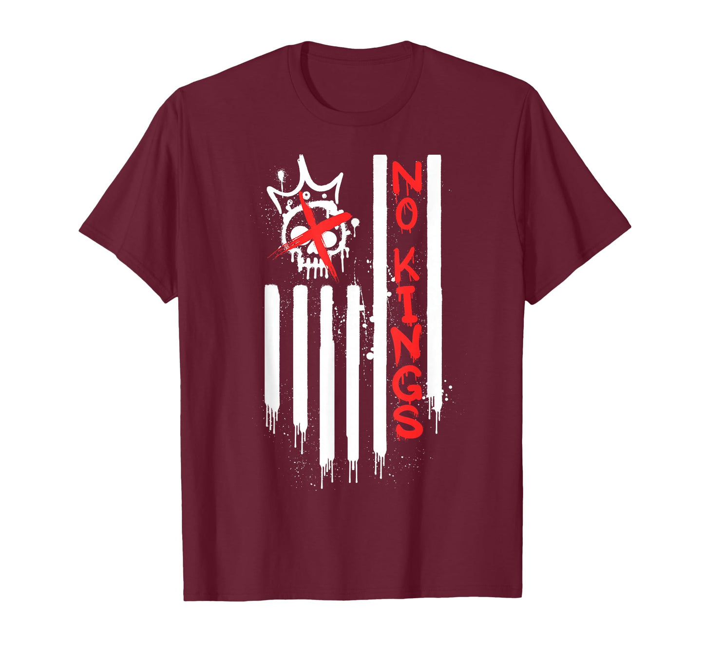 No to Kings Day in America March and Protest U.S. Flag Skull T-Shirt
