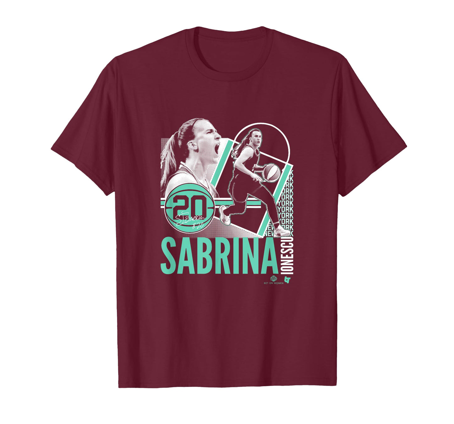 Sabrina Ionescu Collage Frame - New York Basketball T-Shirt