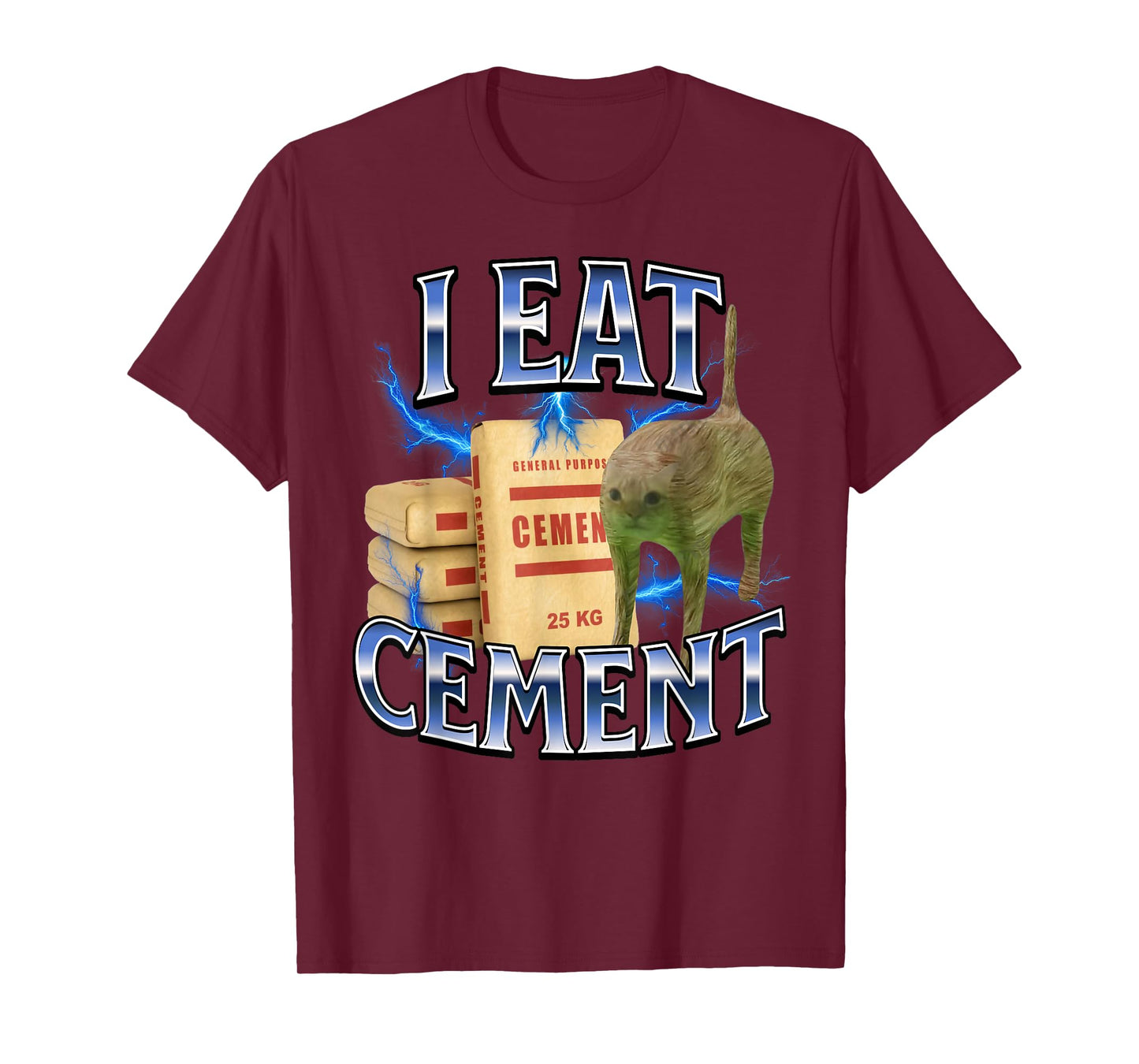 I eat cement cursed cat funny oddly specific meme kids boys T-Shirt