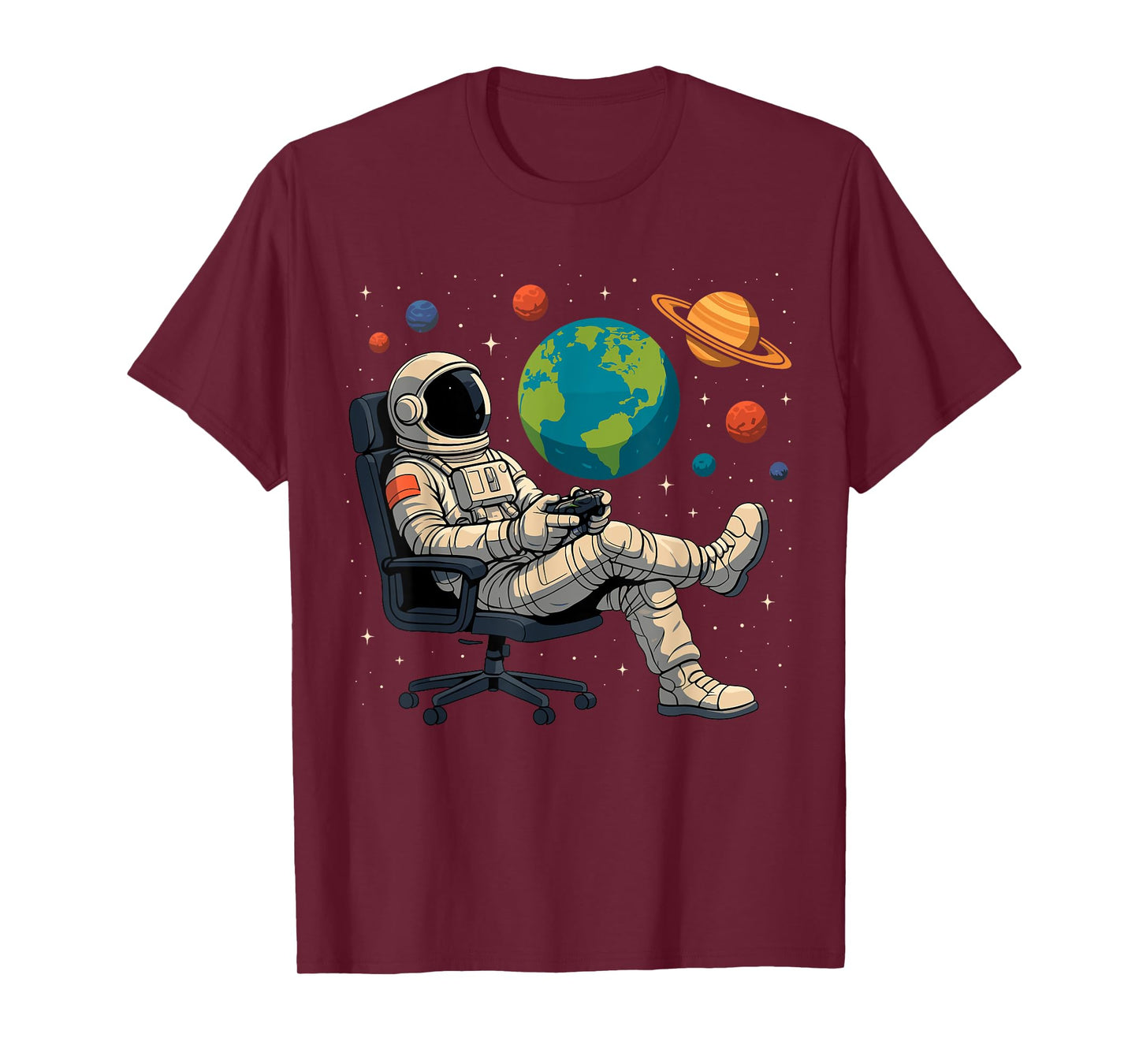 Astronaut Video Games Space Gaming System Planets T-Shirt