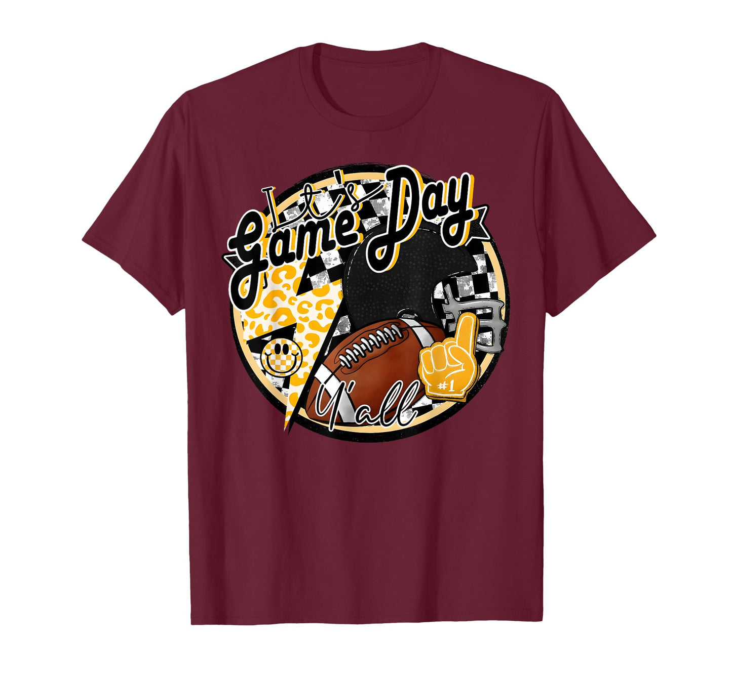 It's Game Day Y'all Retro Football Team Spirit Black & Gold T-Shirt