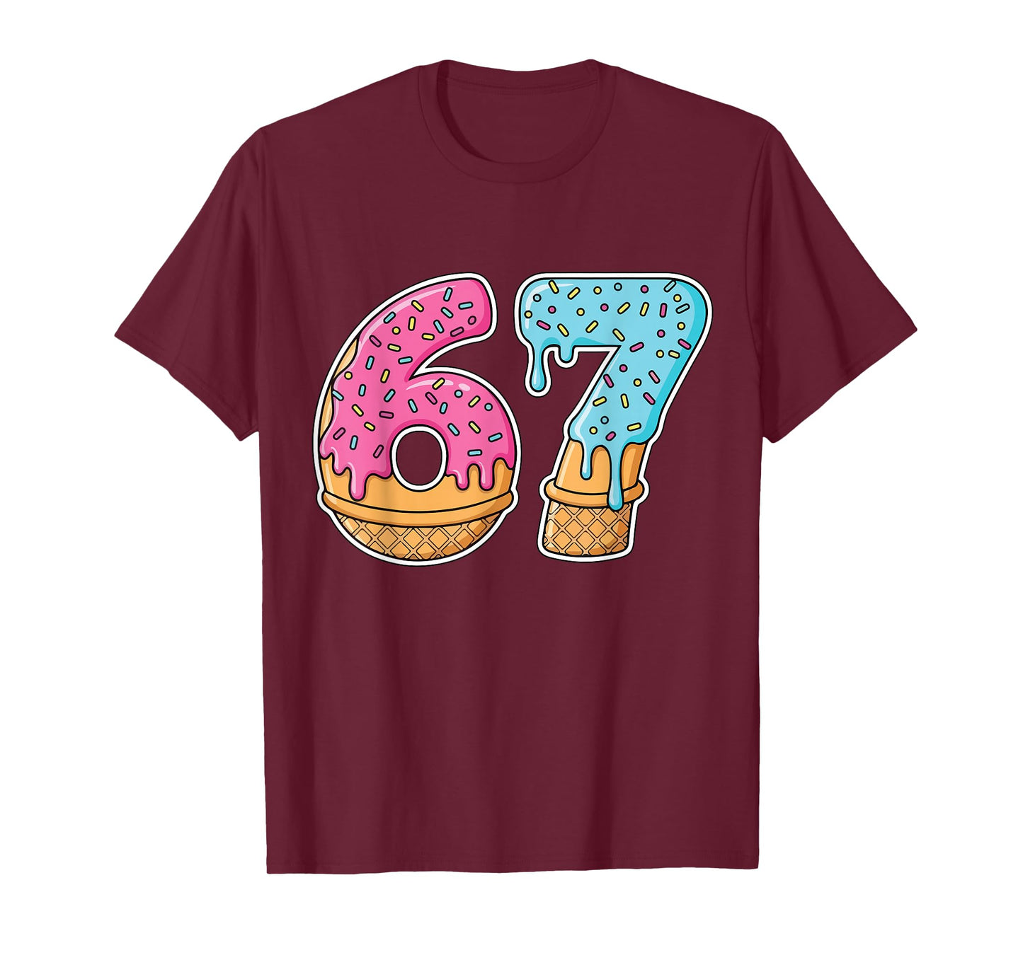 67 ice Cream Drip Meme Funny Six Seven gen Alpha Slang T-Shirt