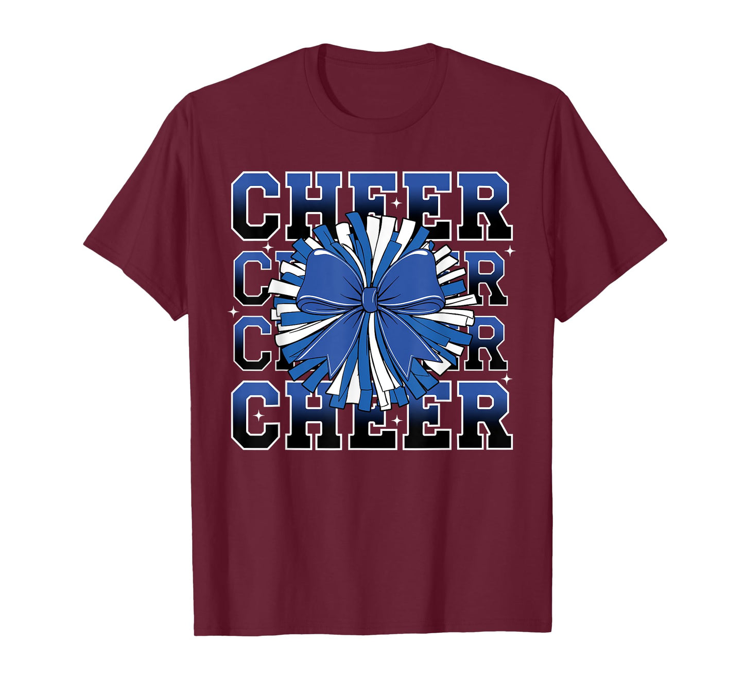 Coquette Cheer Bow Sport Cheerleader Cheerleading Blue T-Shirt