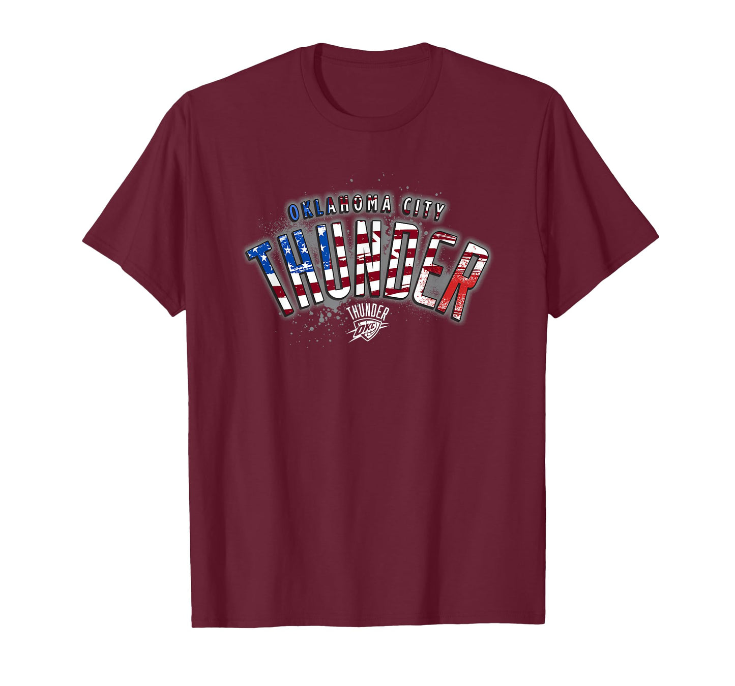 NBA Oklahoma City Thunder American Flag Distressed Paint T-Shirt