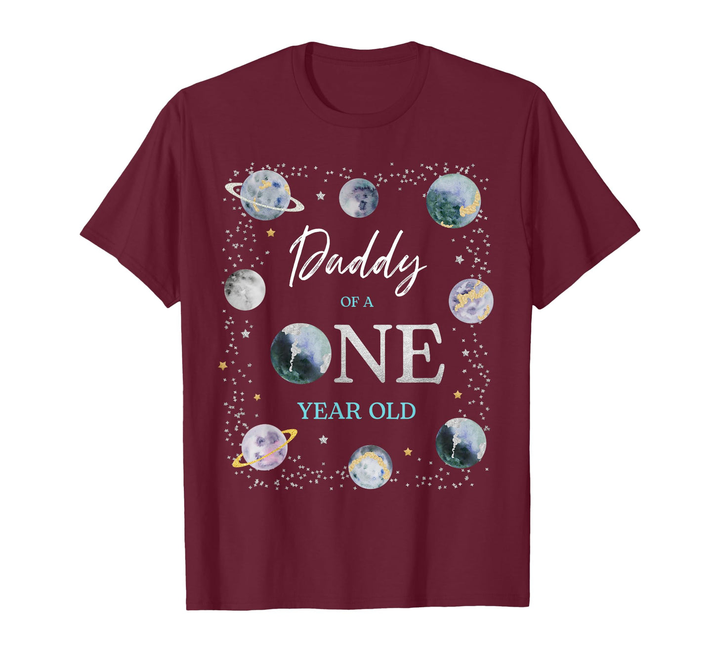 Daddy Houston We Have One Year Old Space Theme 1st Birthday T-Shirt