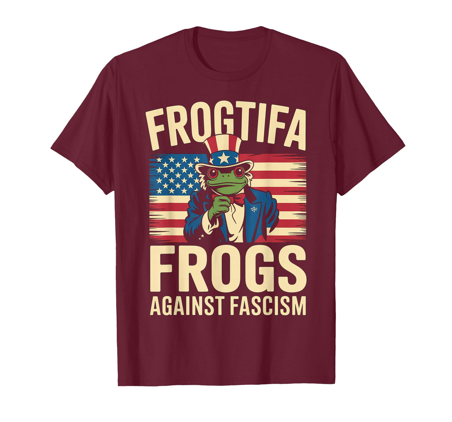 Frogtifa Frogs Against Fascism Flag Resist No Kings Patriot T-Shirt