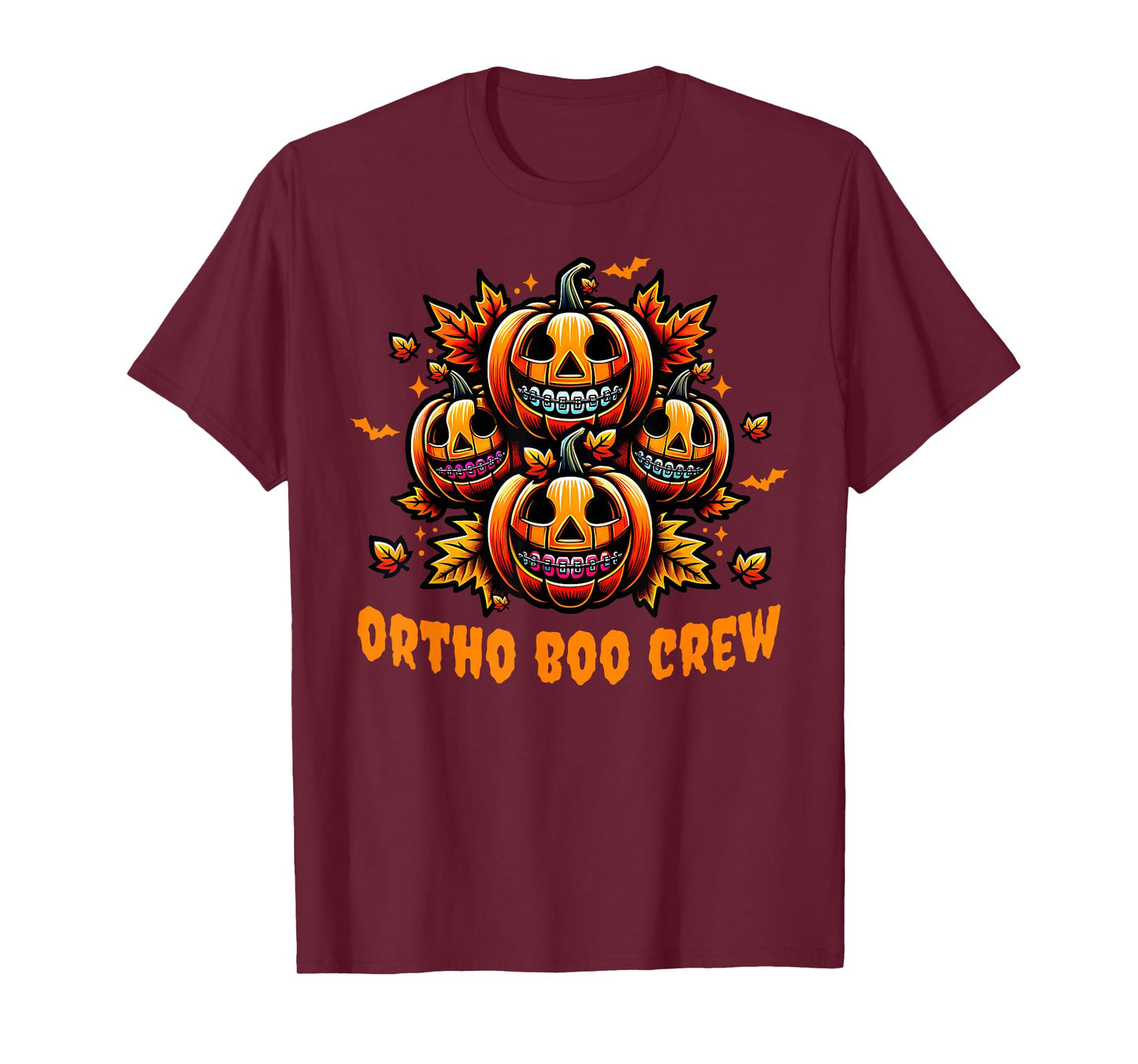 Ortho Boo Crew Orthodontist Dental Halloween Pumpkins Braces T-Shirt