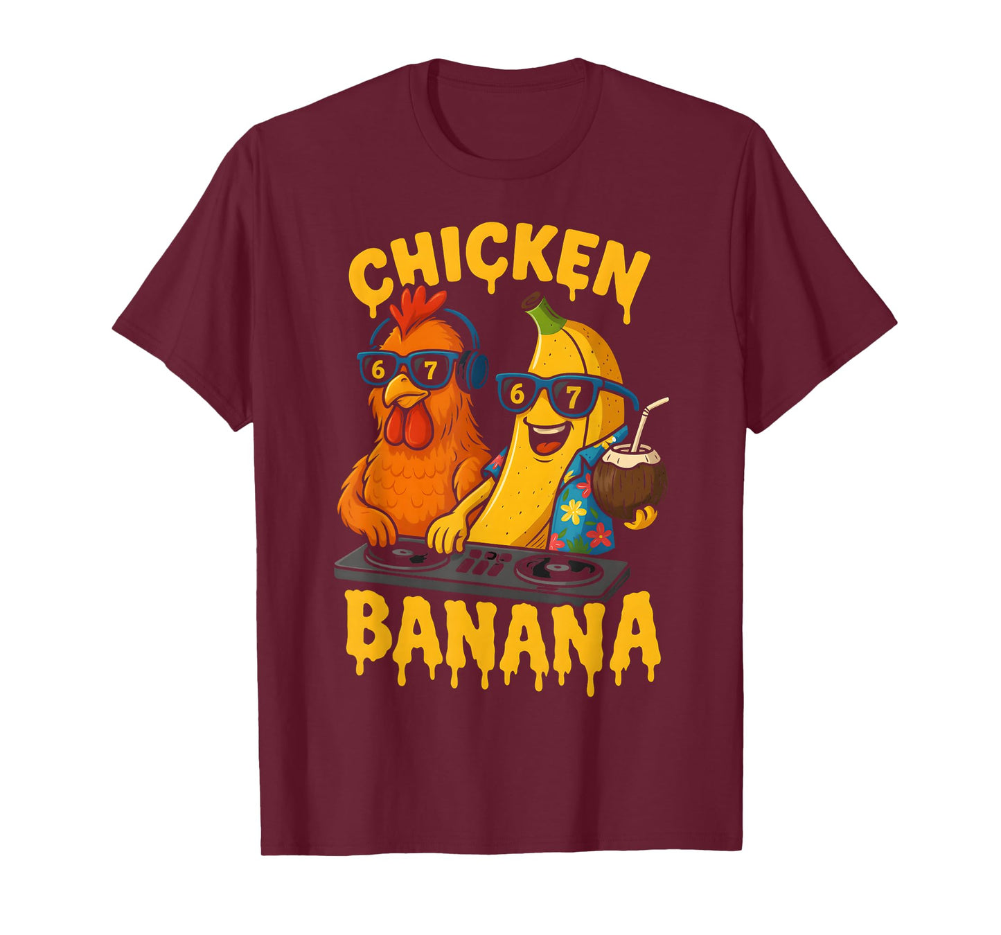 HUGvyn Six Seven Meme 6 7 Chicken Banana DJ Ice Cream Drip T-Shirt