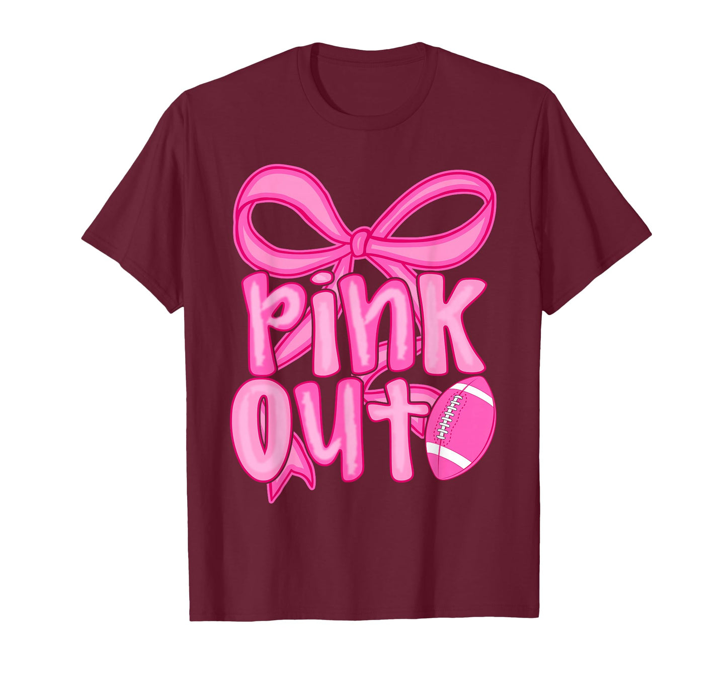 Pink Out Football Bow Preppy Breast Cancer Awareness Women T-Shirt