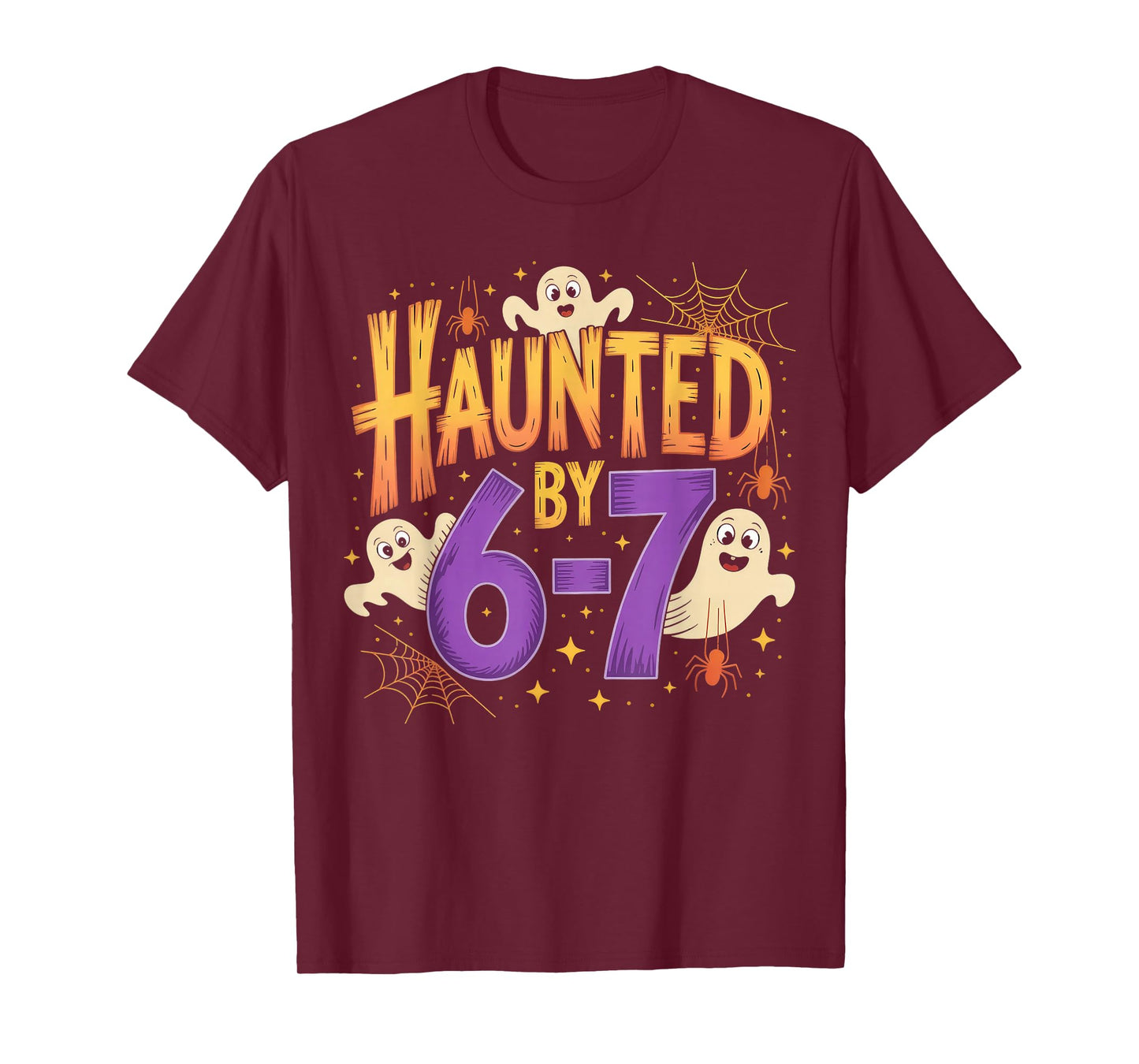 Haunted by 6-7 Halloween Ghosts and Spiders Design T-Shirt
